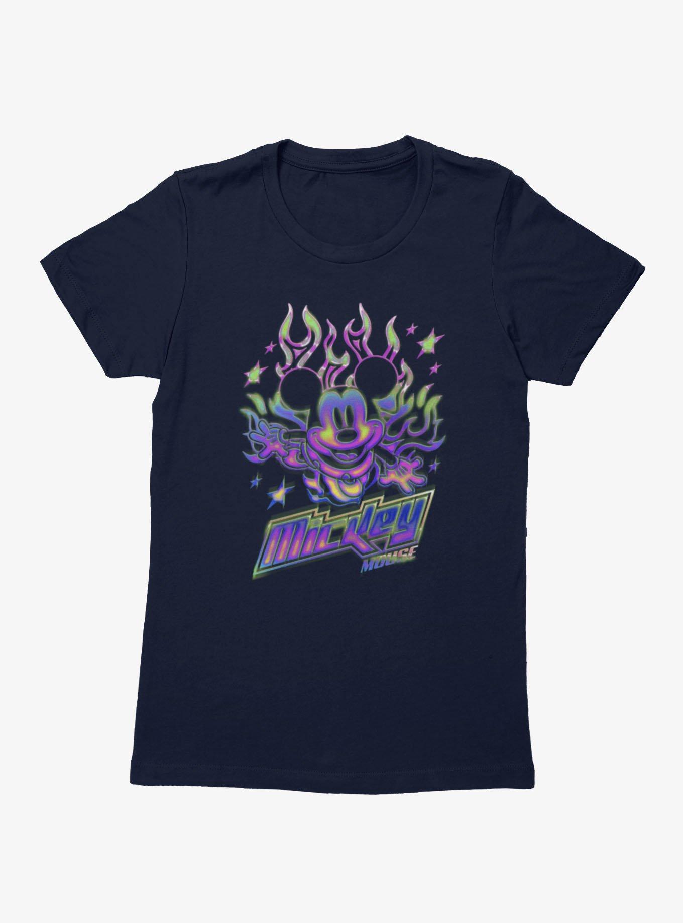Disney Mickey Mouse Y2K Chrome Flames Womens T-Shirt, , hi-res