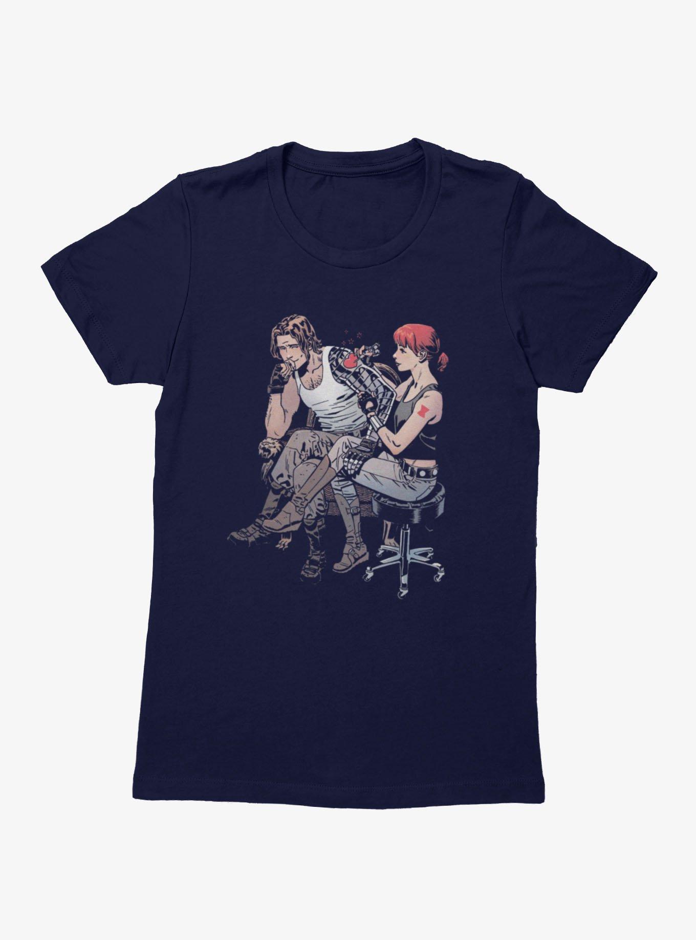 Marvel Winter Soldier & Black Widow Tattoo Heart Womens T-Shirt, , hi-res
