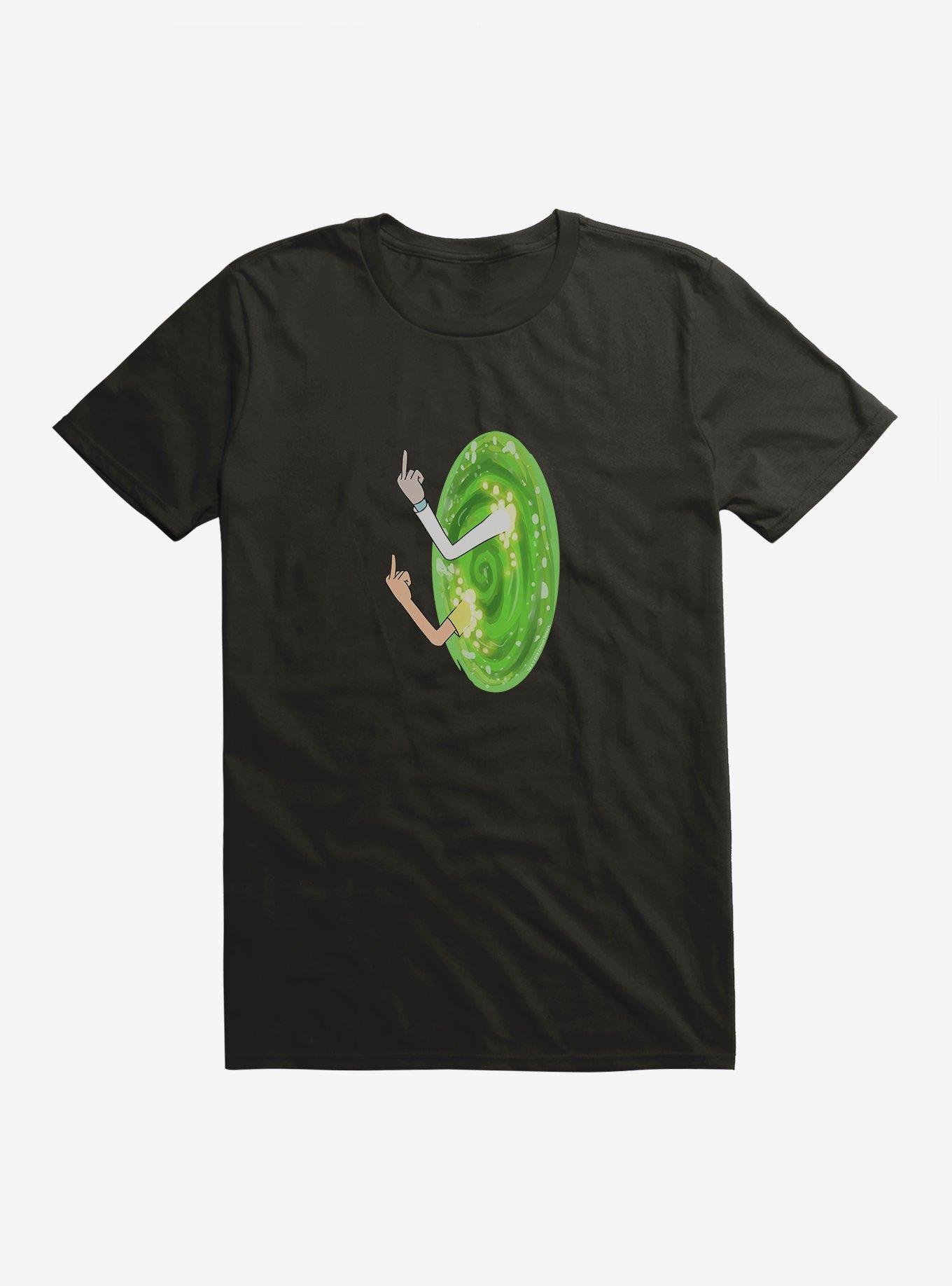 Rick and Morty Portal Middle Finger Extra Soft T-Shirt, , hi-res
