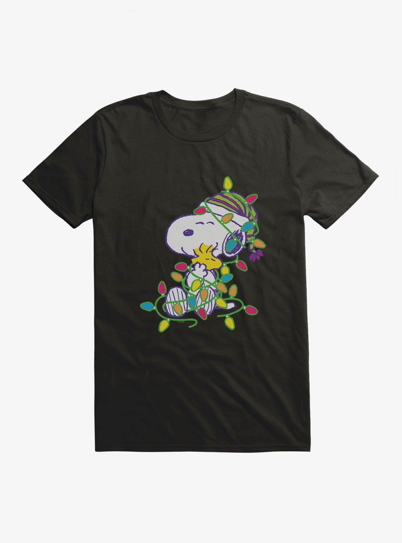 Peanuts Snoopy And Woodstock Wrapped In Lights Extra Soft T-Shirt