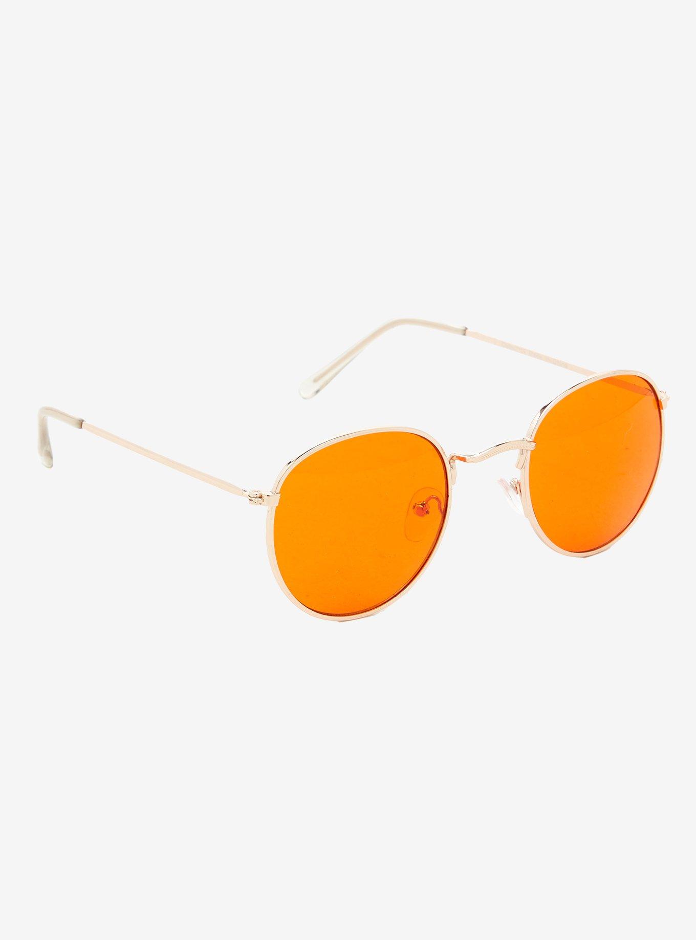 Dyllon Orange Round Sunglasses, , hi-res