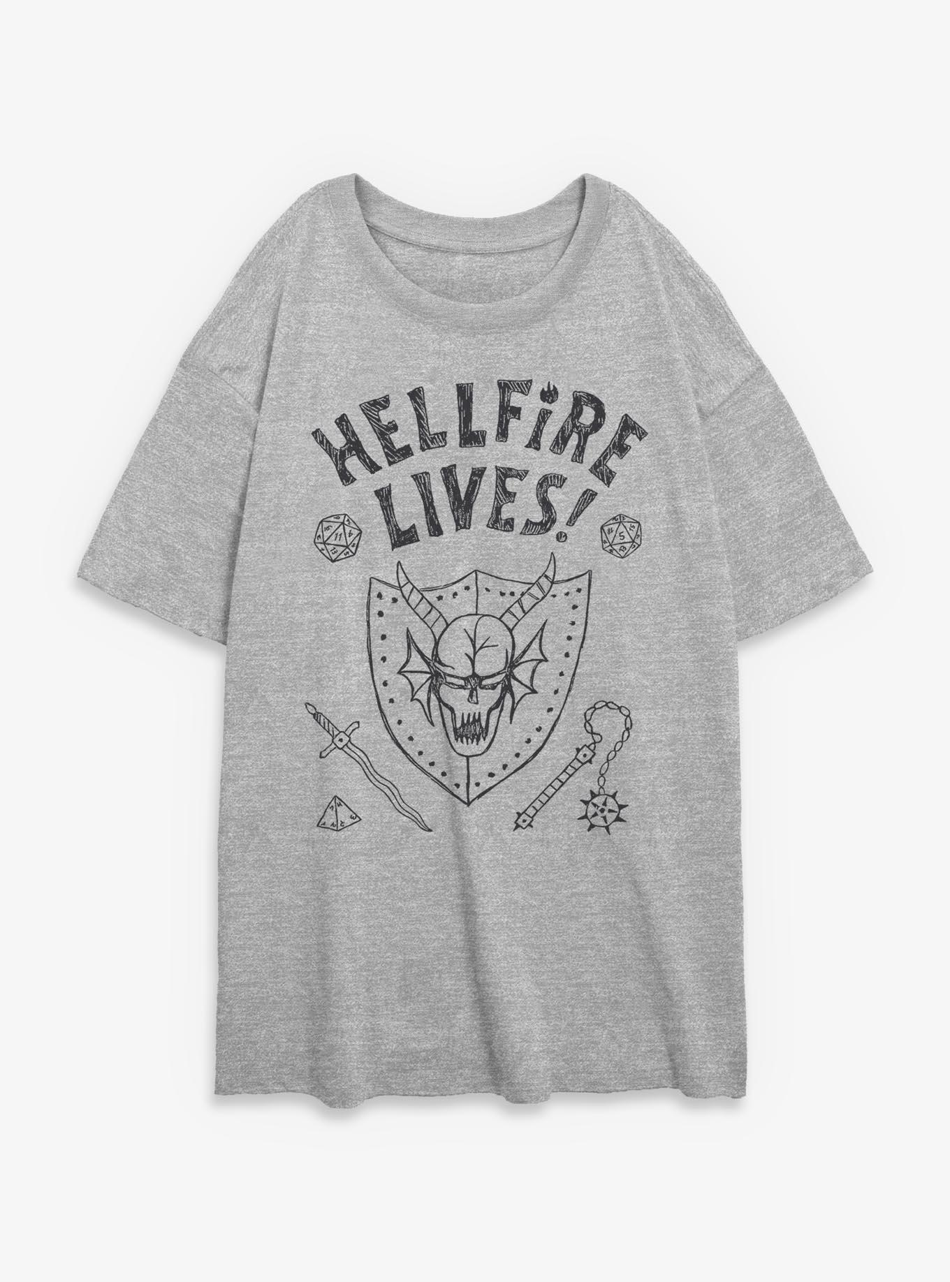 Stranger Things Hellfire Lives Marker Girls Oversized T-Shirt