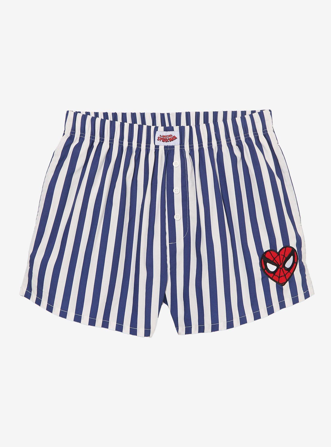 Marvel Spider-Man Heart Mask Striped Women's Boxer Shorts - BoxLunch Exclusive, , hi-res