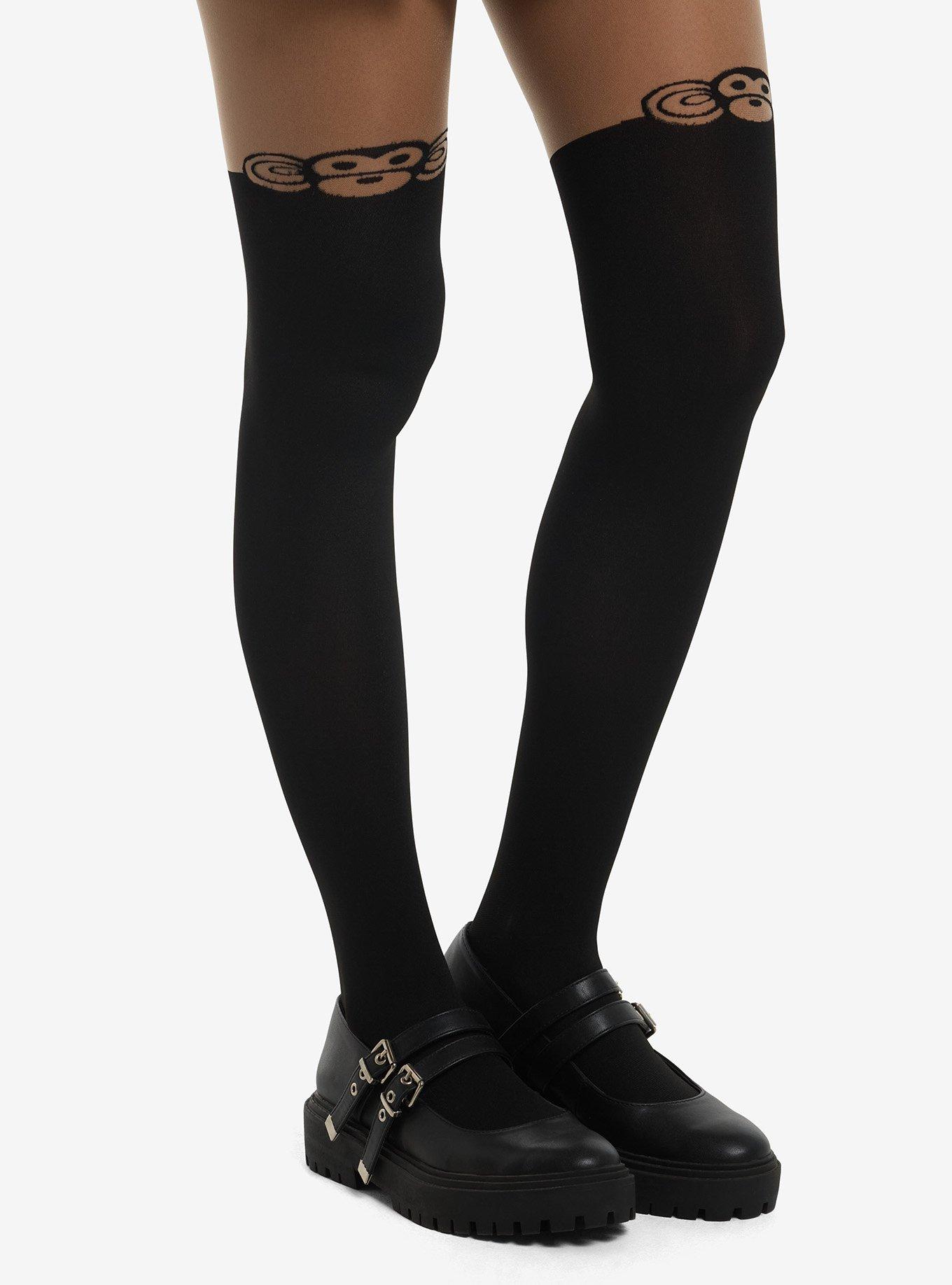 Monkey Peeking Opaque Tights, , hi-res