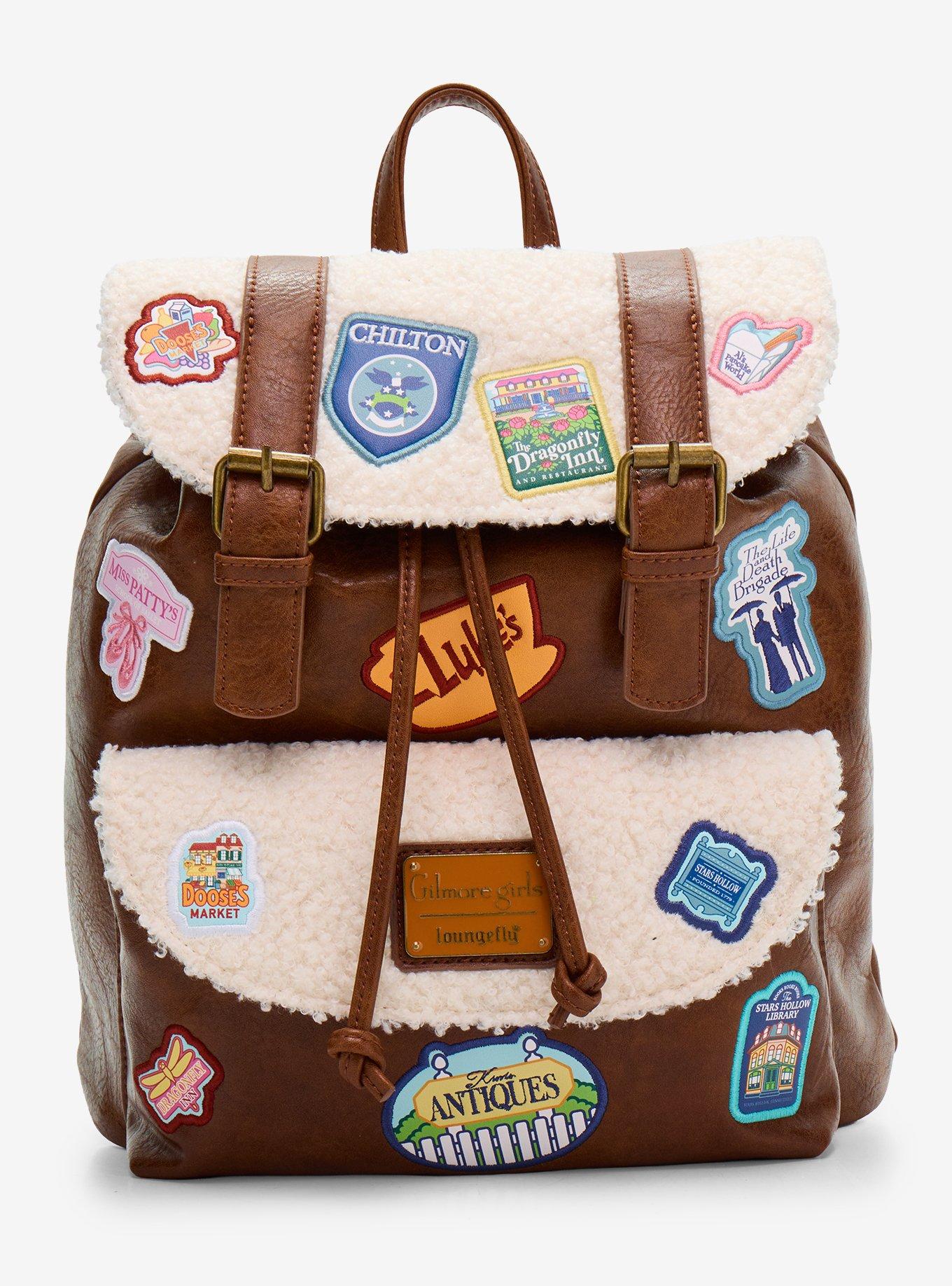 Loungefly Gilmore Girls Embroidered Patches Sherpa-Lined Rucksack Mini Backpack, , hi-res