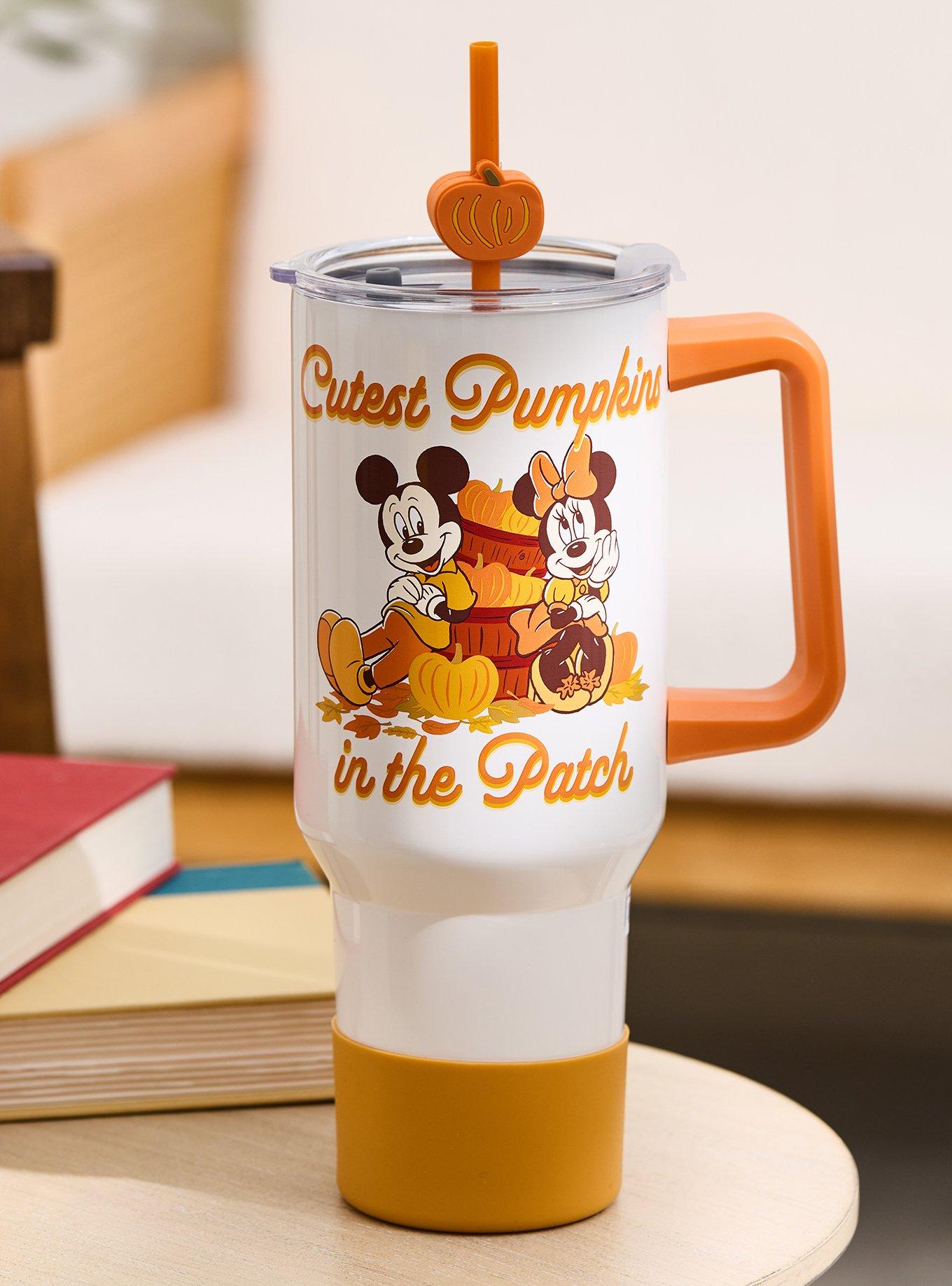 Disney Mickey & Minnie Pumpkin Patch Straw Tumbler with Handle - BoxLunch Exclusive, , hi-res