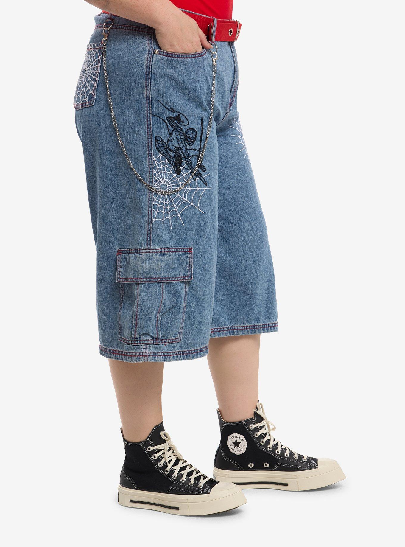 Her Universe Marvel Spider-Man Side Chain Belted Jorts Plus Size, , hi-res
