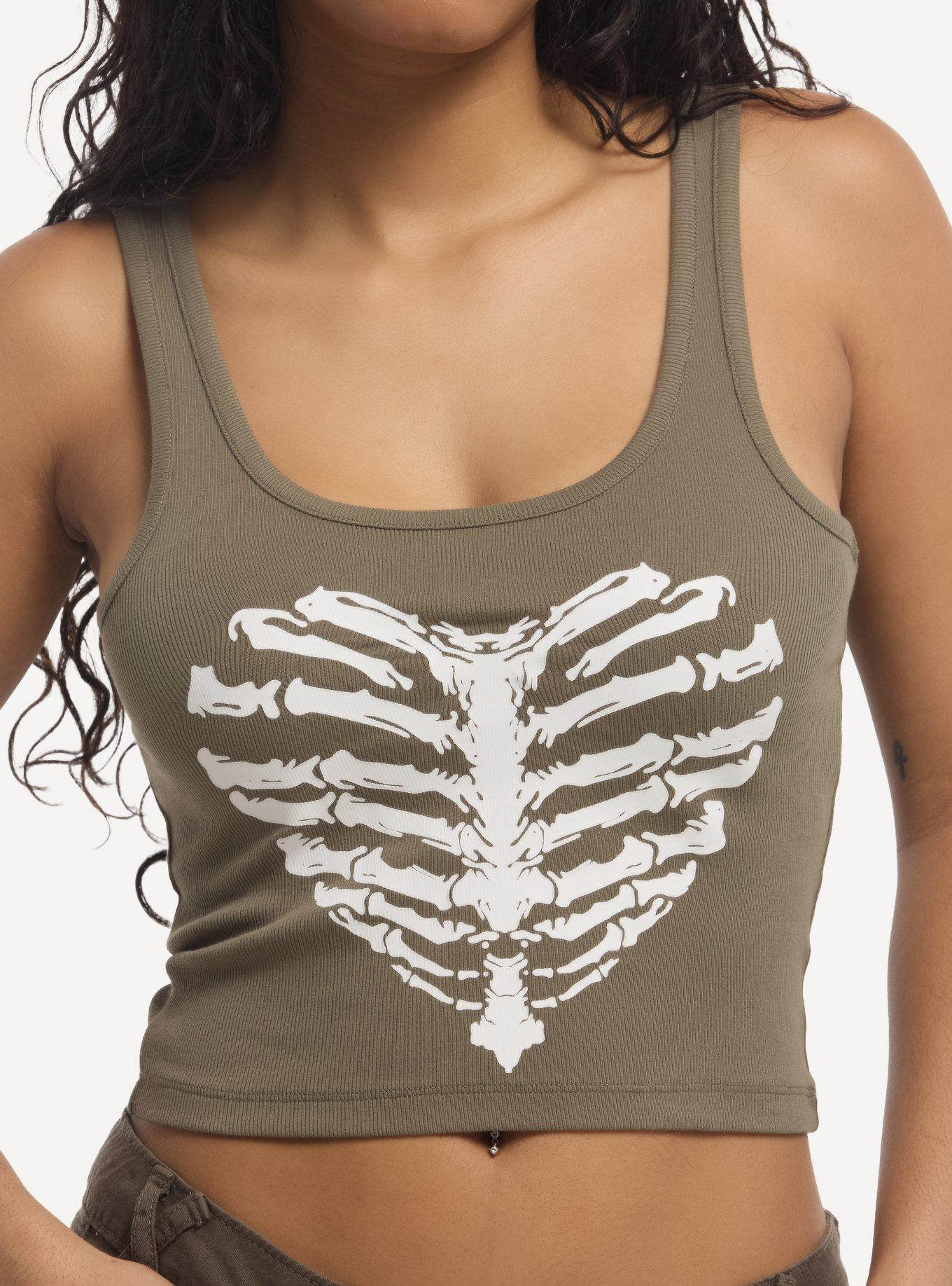 Heart Rib Cage Crop Girls Tank Top, , hi-res