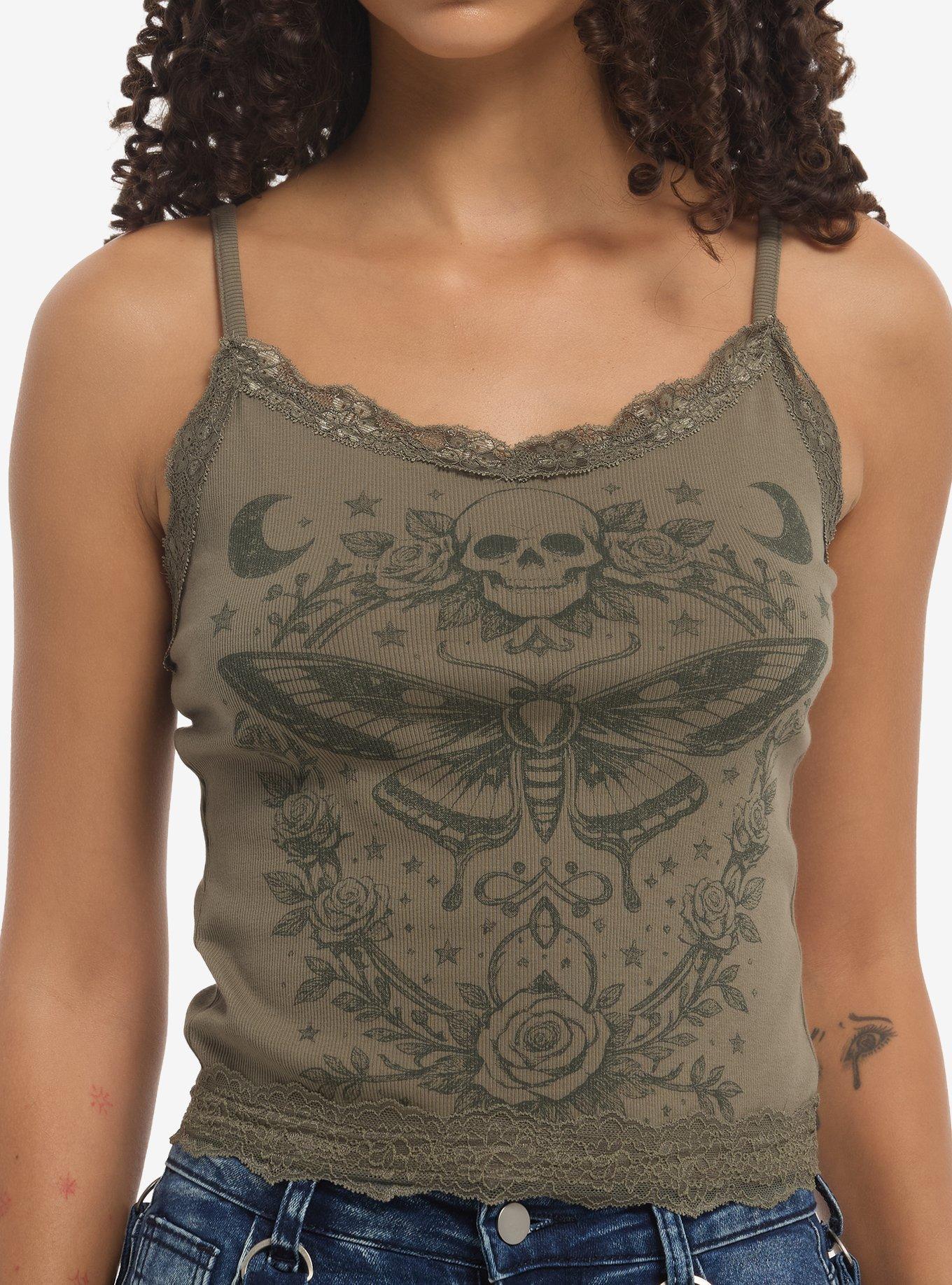 Thorn & Fable Olive Skull Moth Girls Cami, , hi-res