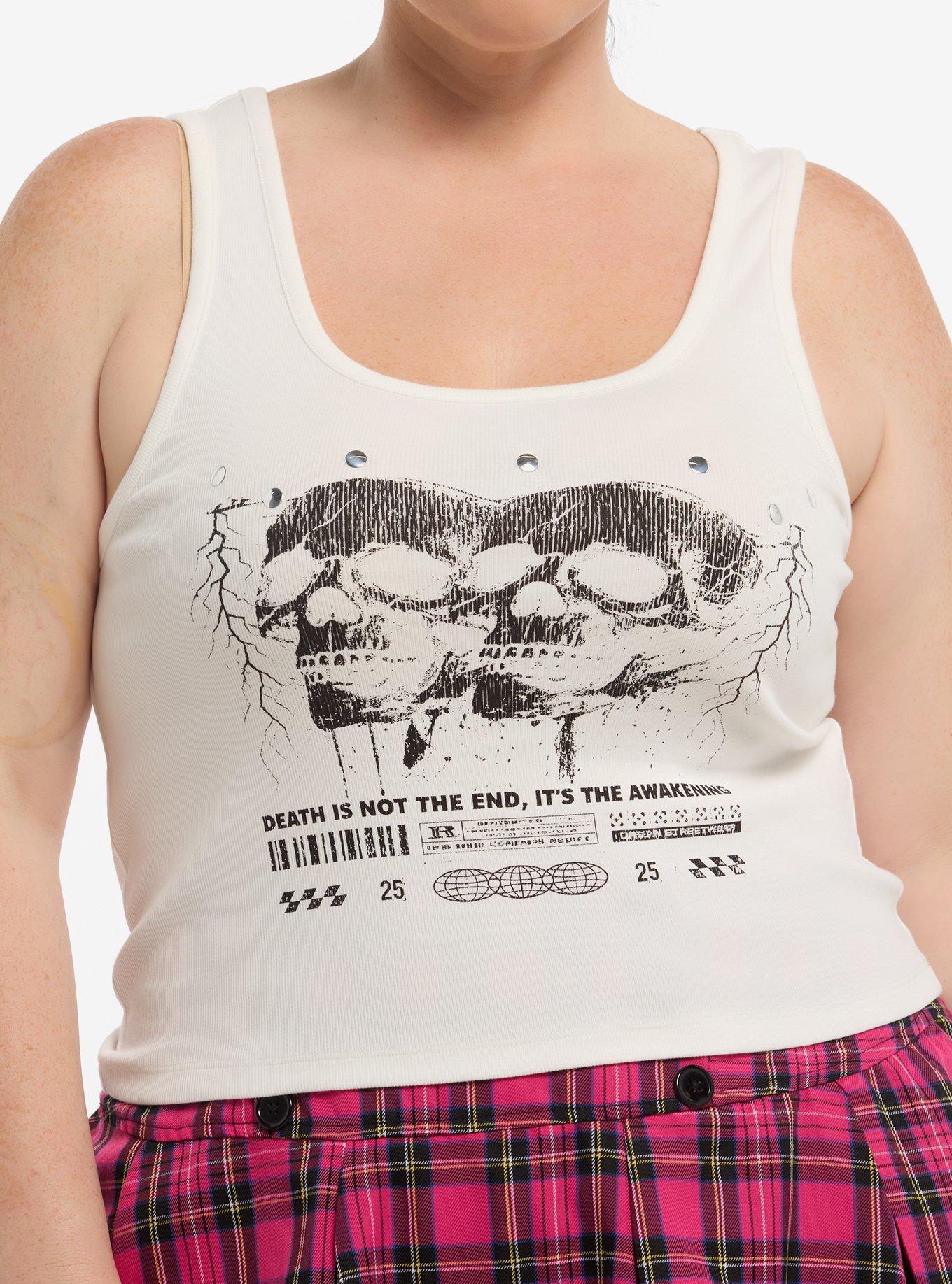Social Collision Skull Stud Girls Crop Tank Top Plus Size, , hi-res