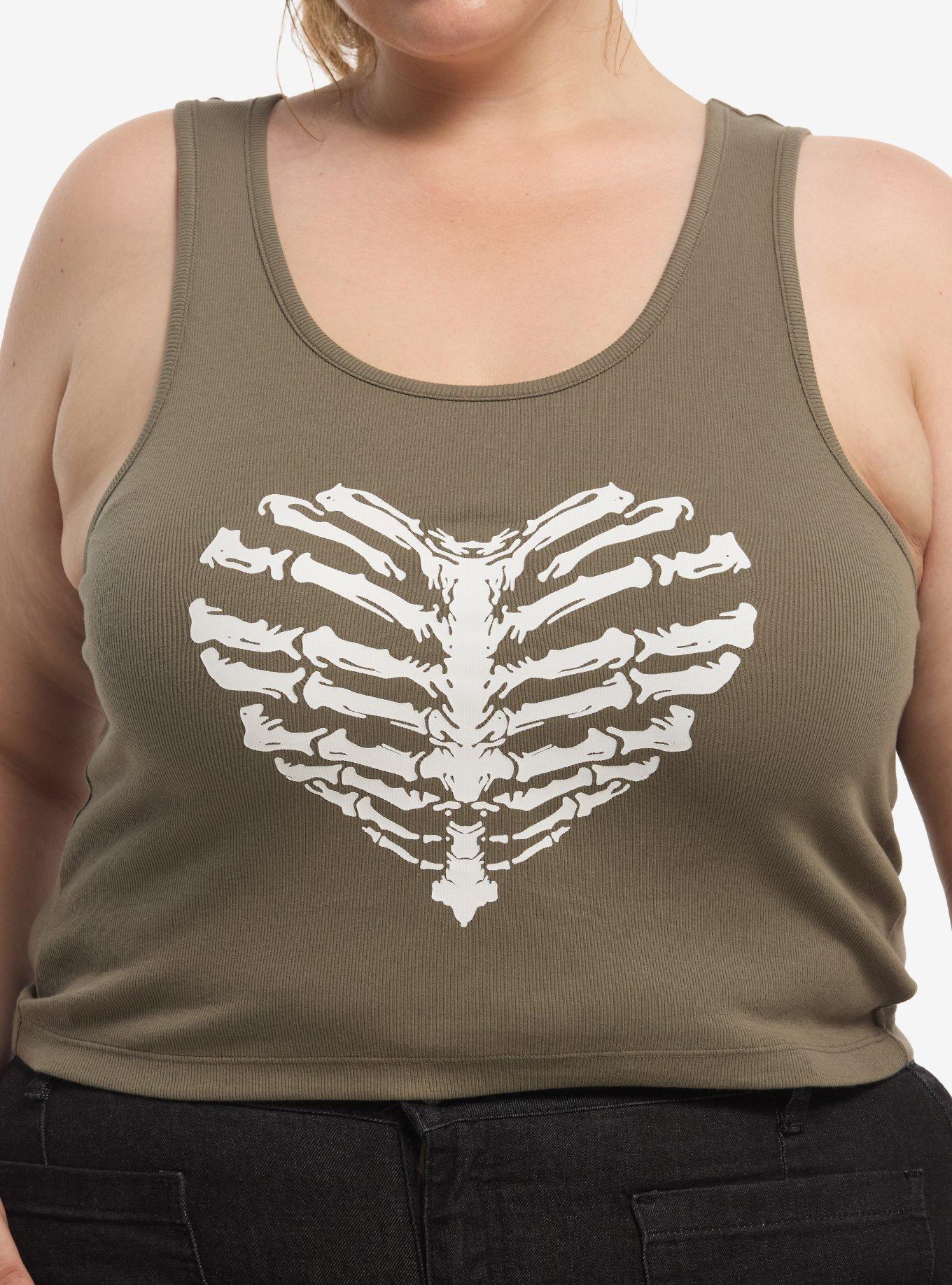 Heart Rib Cage Crop Girls Tank Top Plus Size, , hi-res
