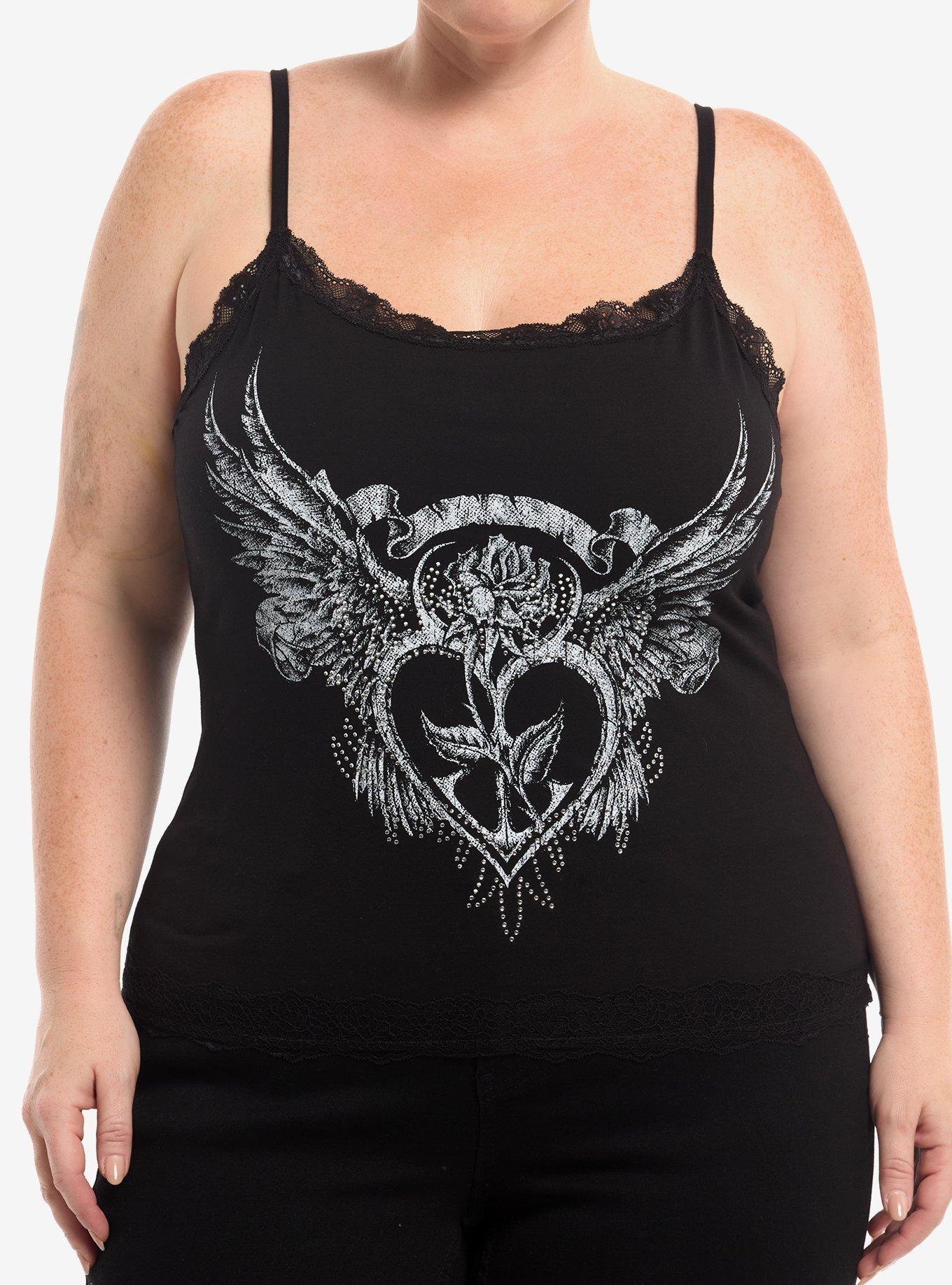 Social Collision Rose Wing Rhinestone Girls Cami Plus Size, , hi-res