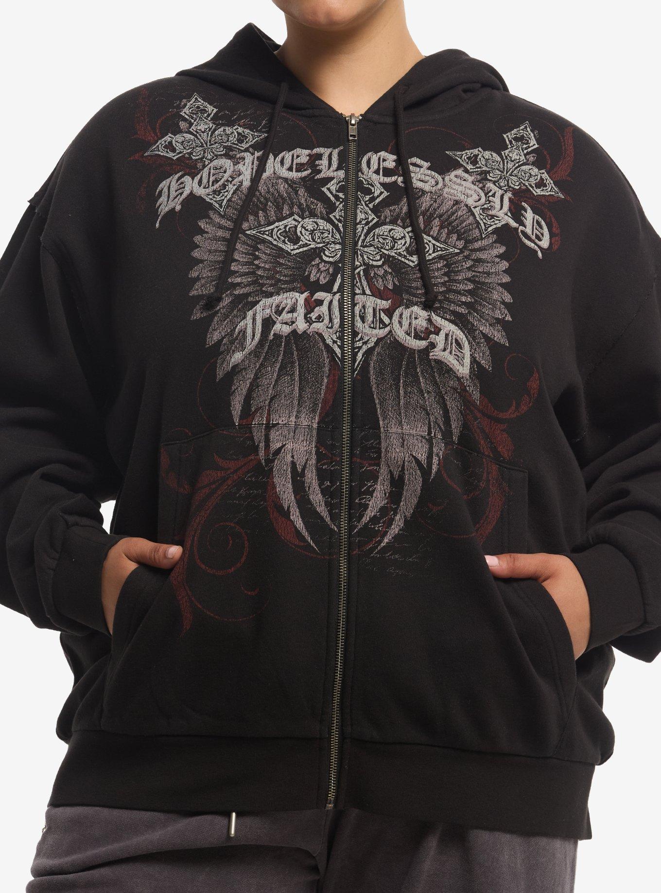 Social Collision Hopelessly Fated Girls Hoodie Plus Size, , hi-res