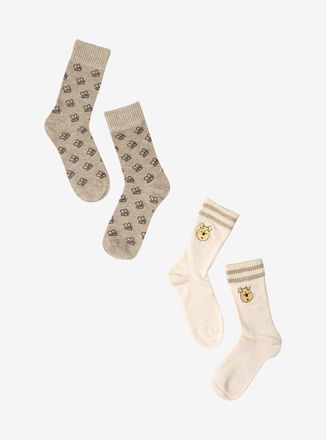 Disney Winnie the Pooh Embroidered Pooh Bear & Bees Crew Sock Set - BoxLunch Exclusive, , hi-res