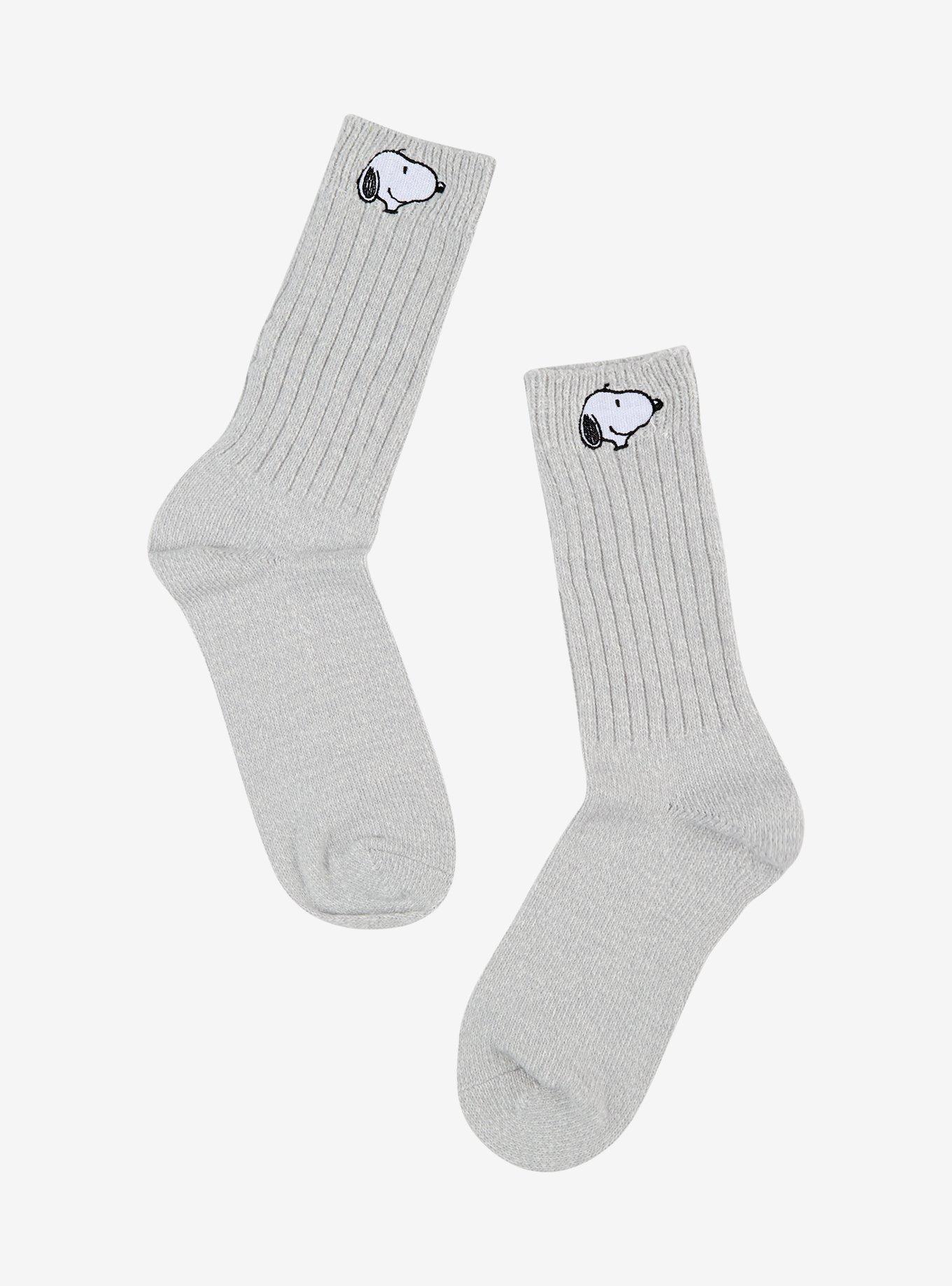 Peanuts Snoopy Embroidered Slouchy Crew Socks, , hi-res