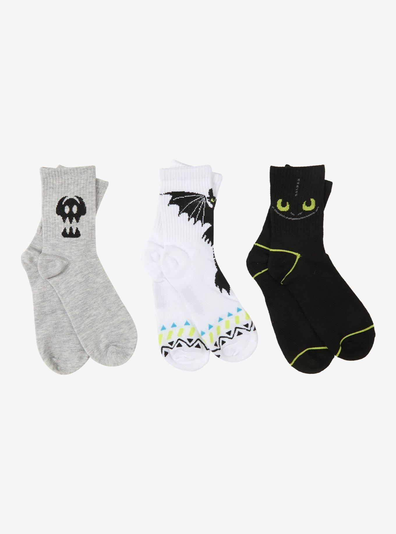 DreamWorks How To Train Your Dragon Toothless Quarter Crew Sock Set, , hi-res