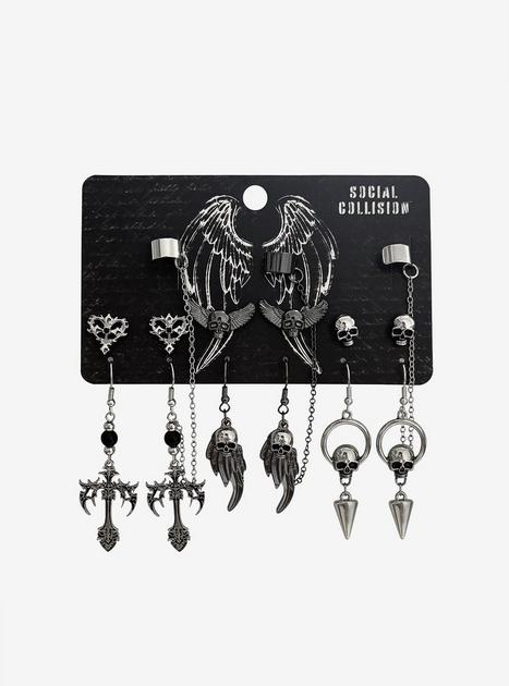 Social Collision Skull Wing Cuff Earring Set | Hot Topic