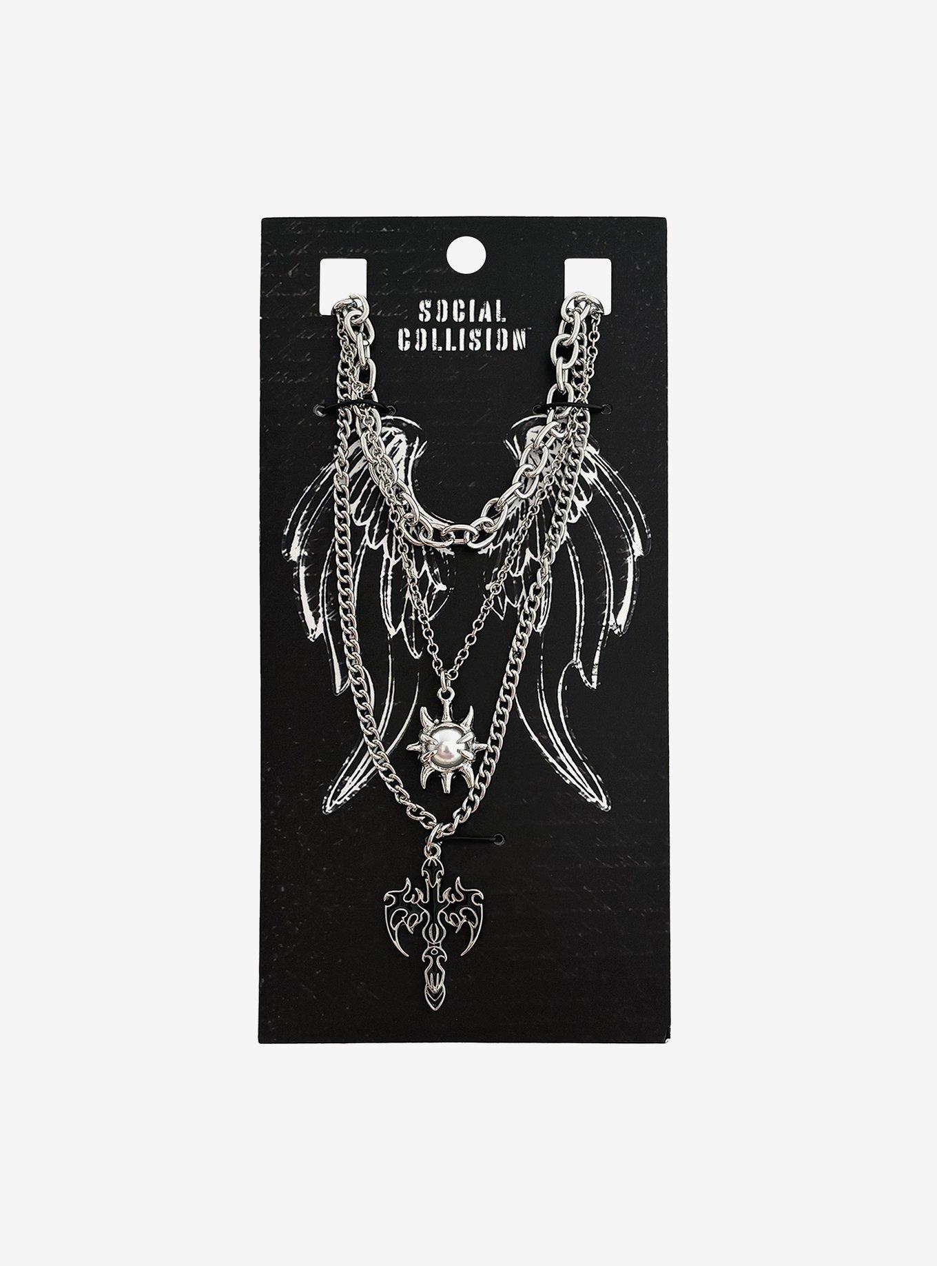 Social Collision Cyber Cross Spike Necklace Set, , hi-res