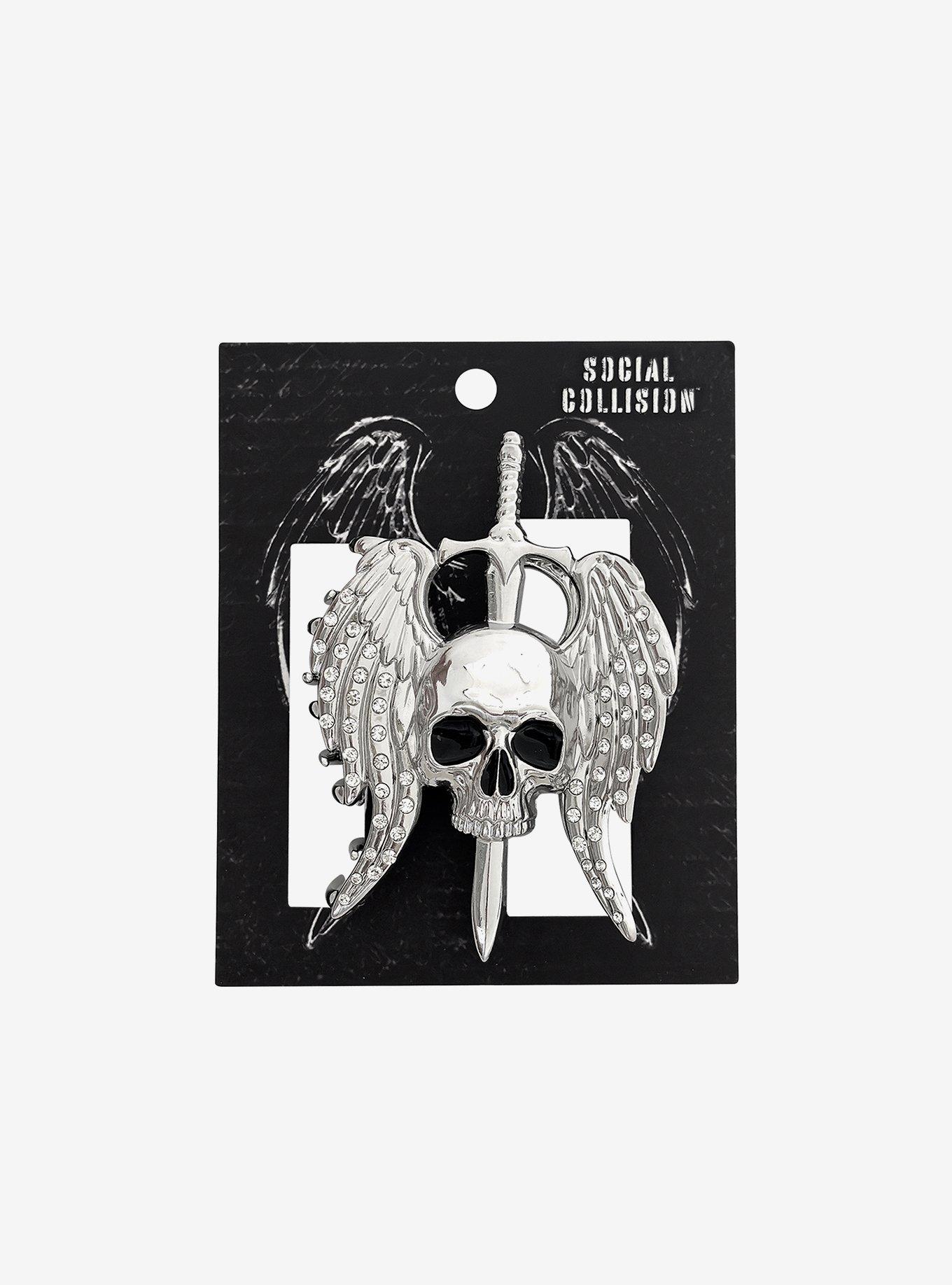 Social Collision Dagger Winged Skull Claw Hair Clip, , hi-res