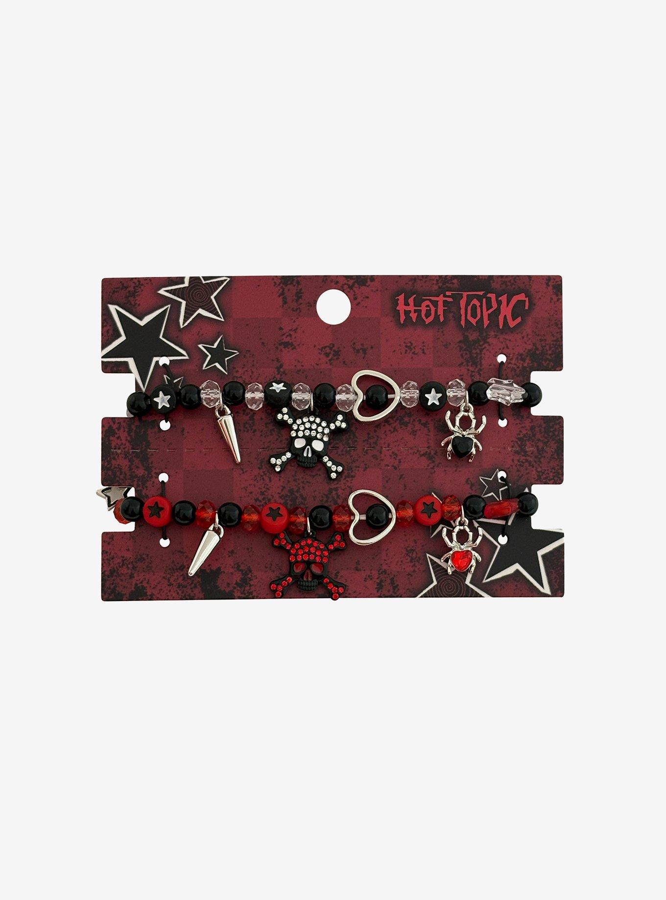 Emo Skull Charms Best Friend Bead Bracelet Set, , hi-res
