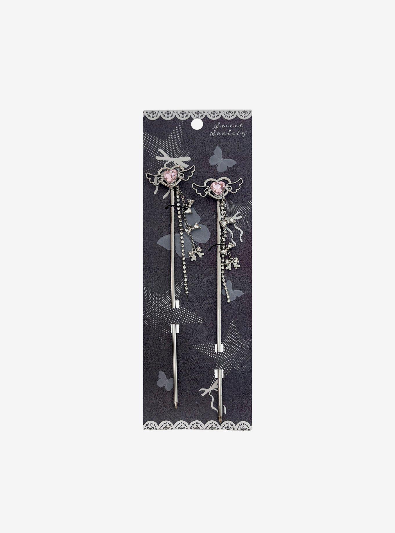 Sweet Society Heart Wing Hair Stick Set, , hi-res
