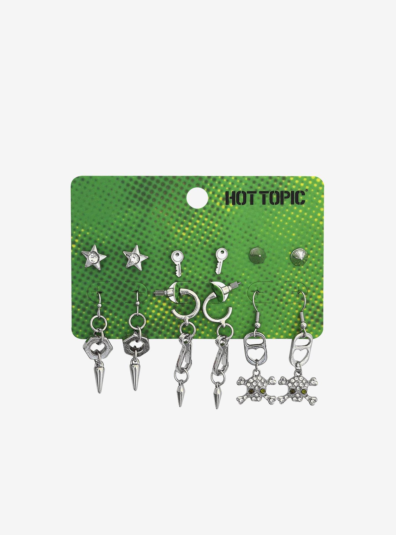 Star Key Skull Hardware Earring Set, , hi-res