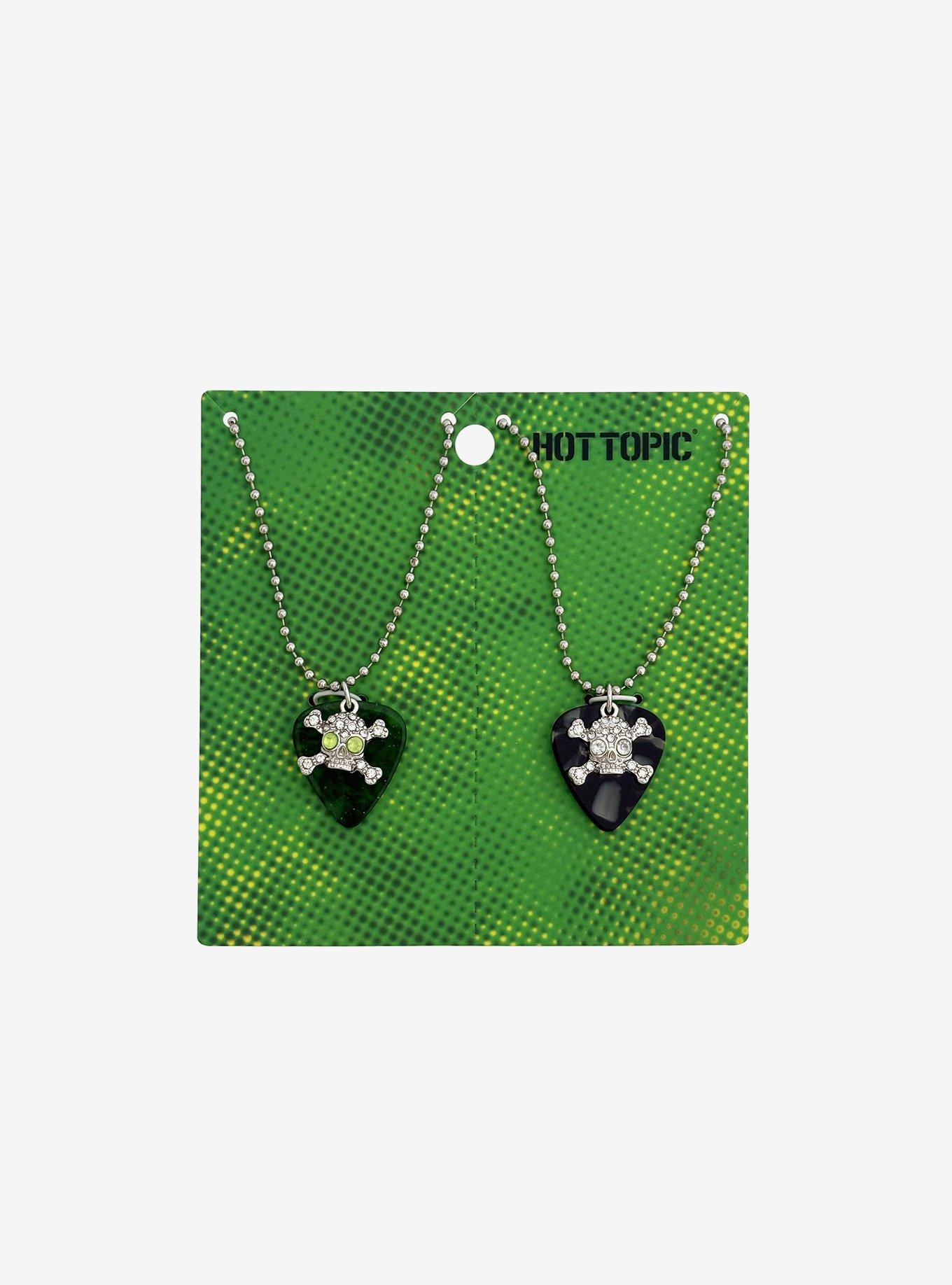 Bling Skull Guitar Pick Best Friend Necklace Set, , hi-res