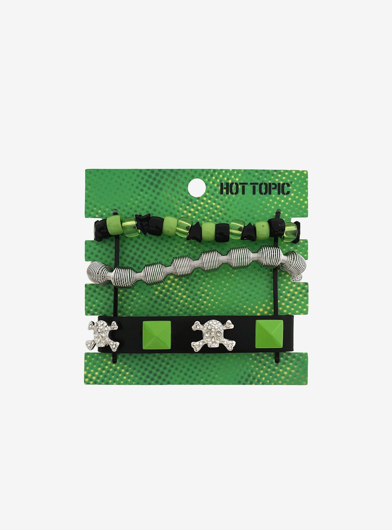 Black & Green Emo Bracelet Set, , hi-res