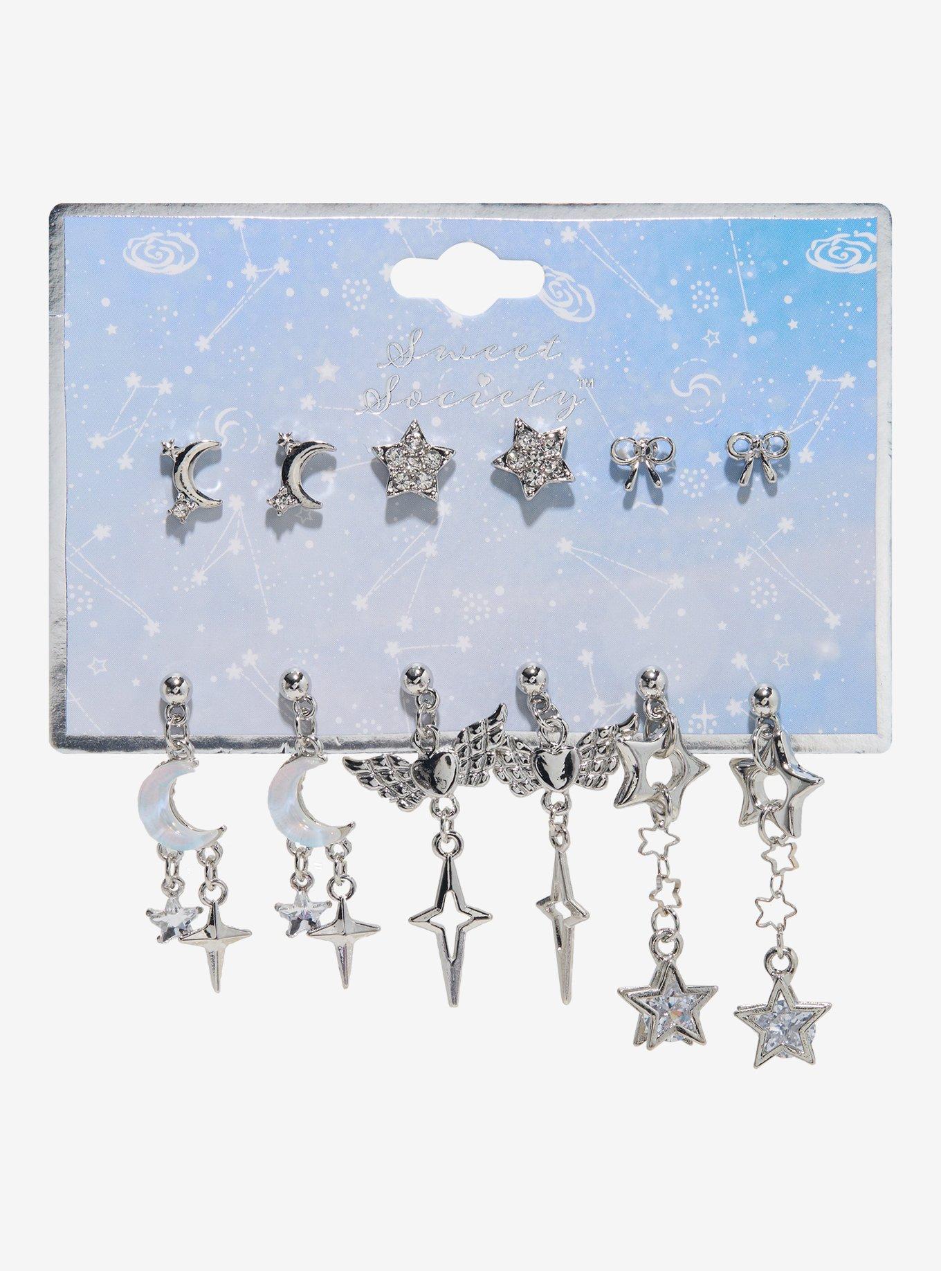 Sweet Society Winged Heart Celestial Earring Set, , hi-res