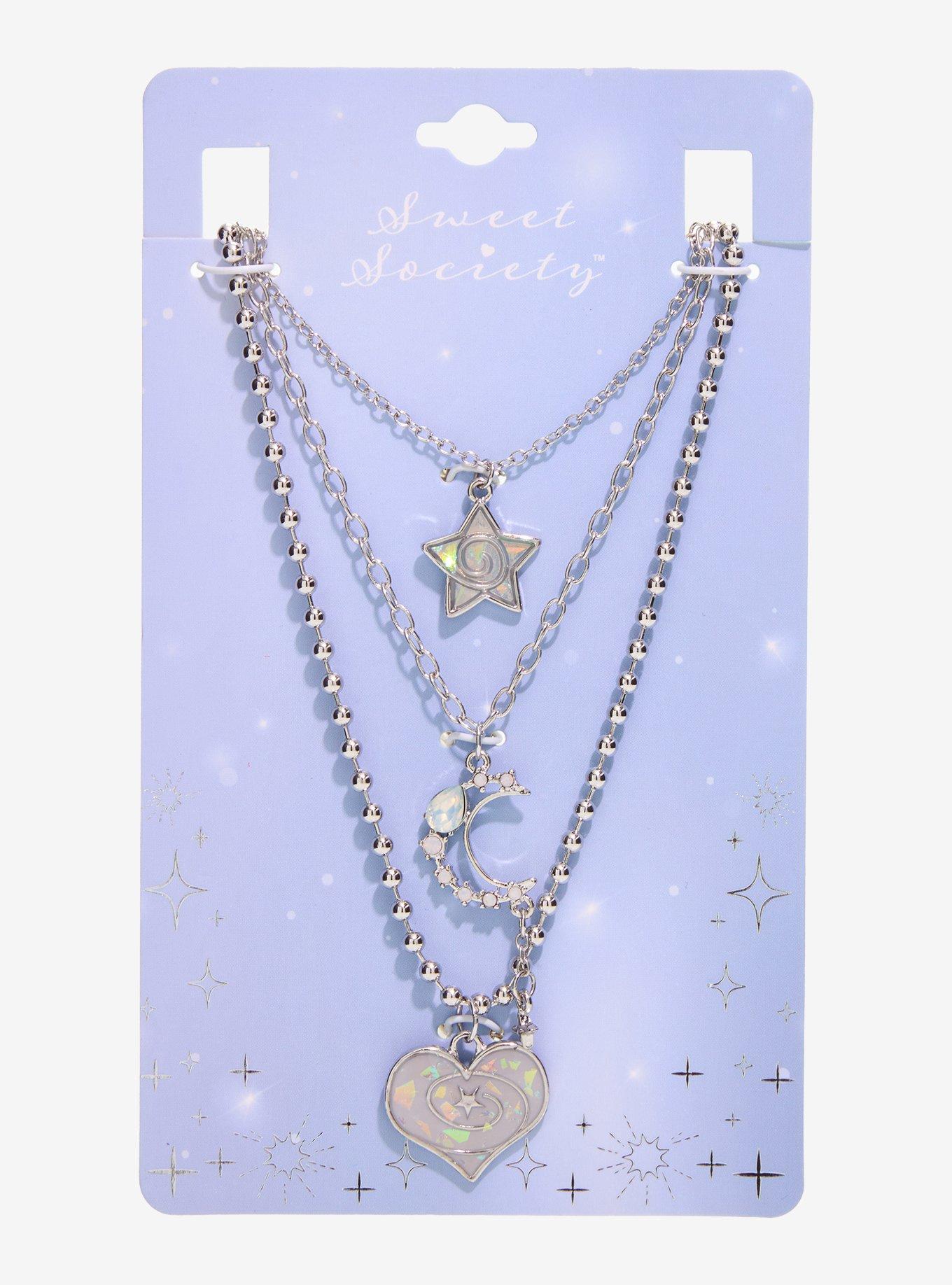 Sweet Society Iridescent Celestial Heart Necklace Set, , hi-res