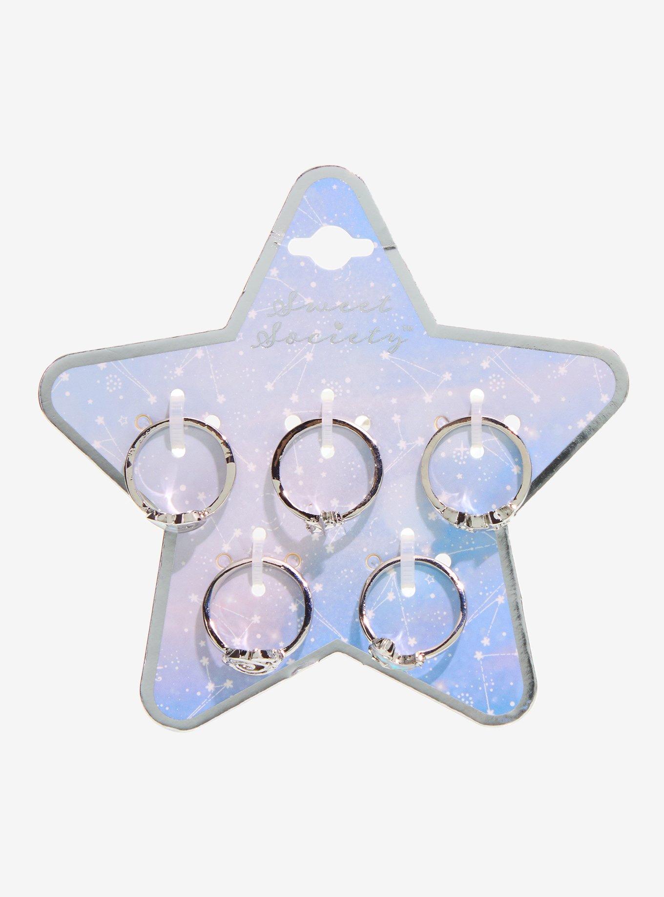 Sweet Society Iridescent Heart Celestial Swirl Ring Set, , hi-res