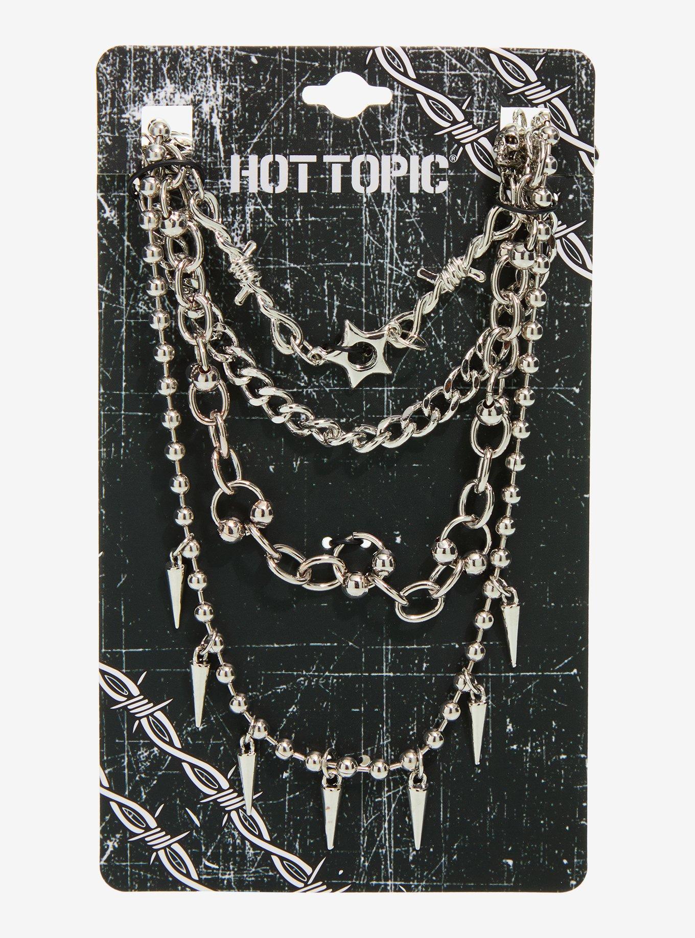 Barbed Wire Star Spike Chain Necklace Set, , hi-res