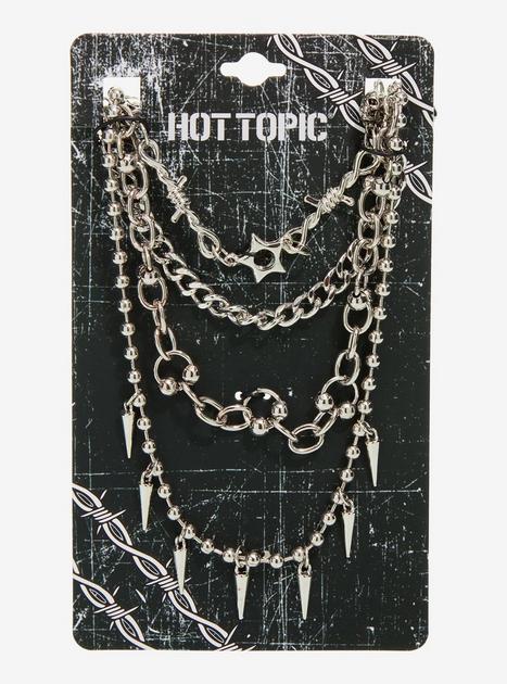 Barbed Wire Star Spike Chain Necklace Set | Hot Topic