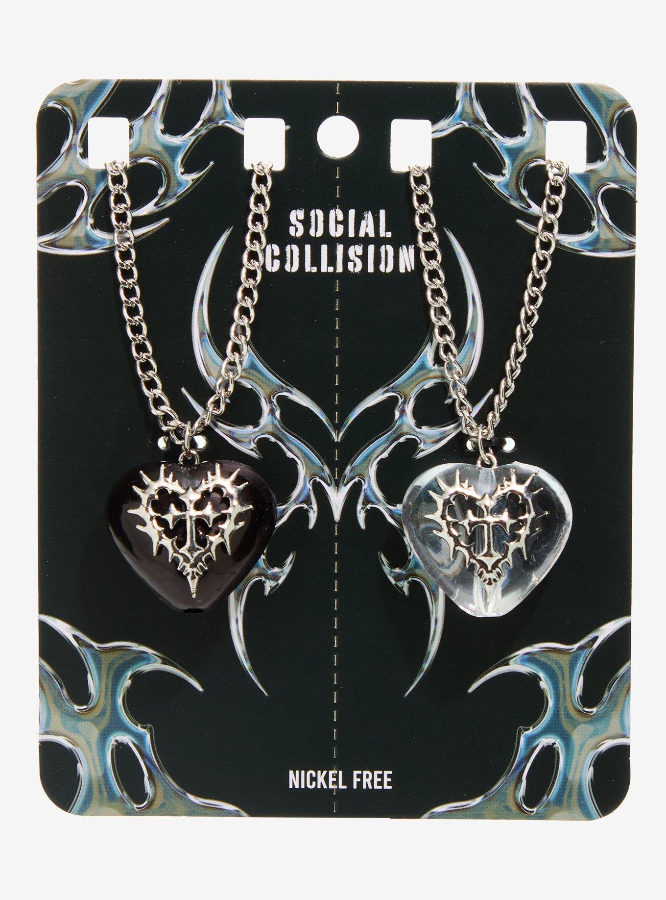 Social Collision Bubble Heart Cyber Sigil Best Friend Necklace Set, , hi-res