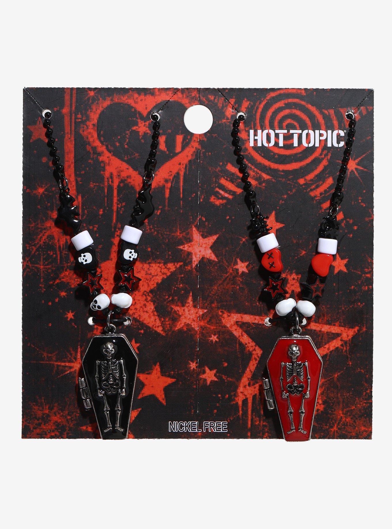 Skeleton Coffin Bead Best Friend Locket Necklace Set, , hi-res