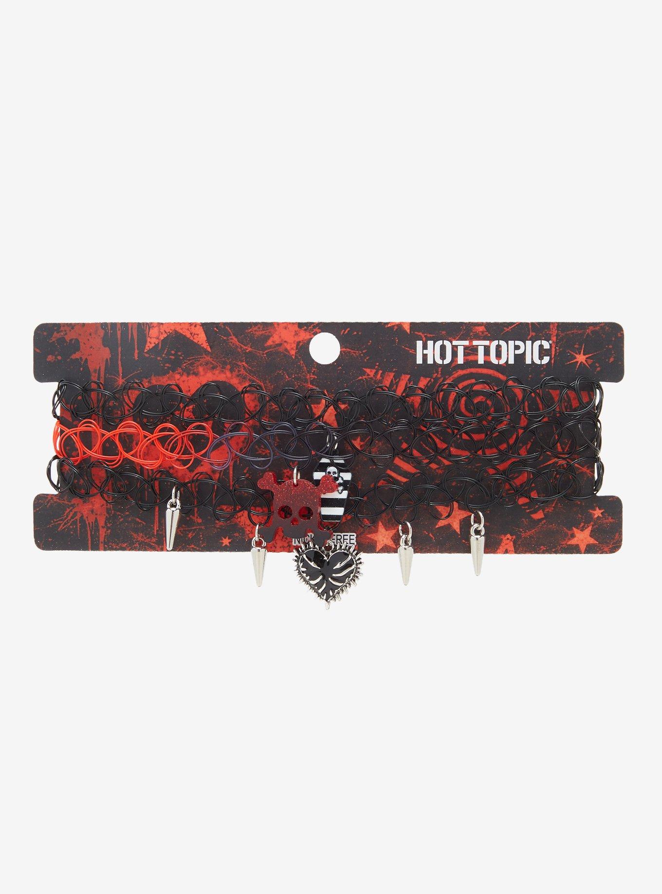 Ombr&eacute; Skull Coffin Heart Tattoo Choker Set, , hi-res
