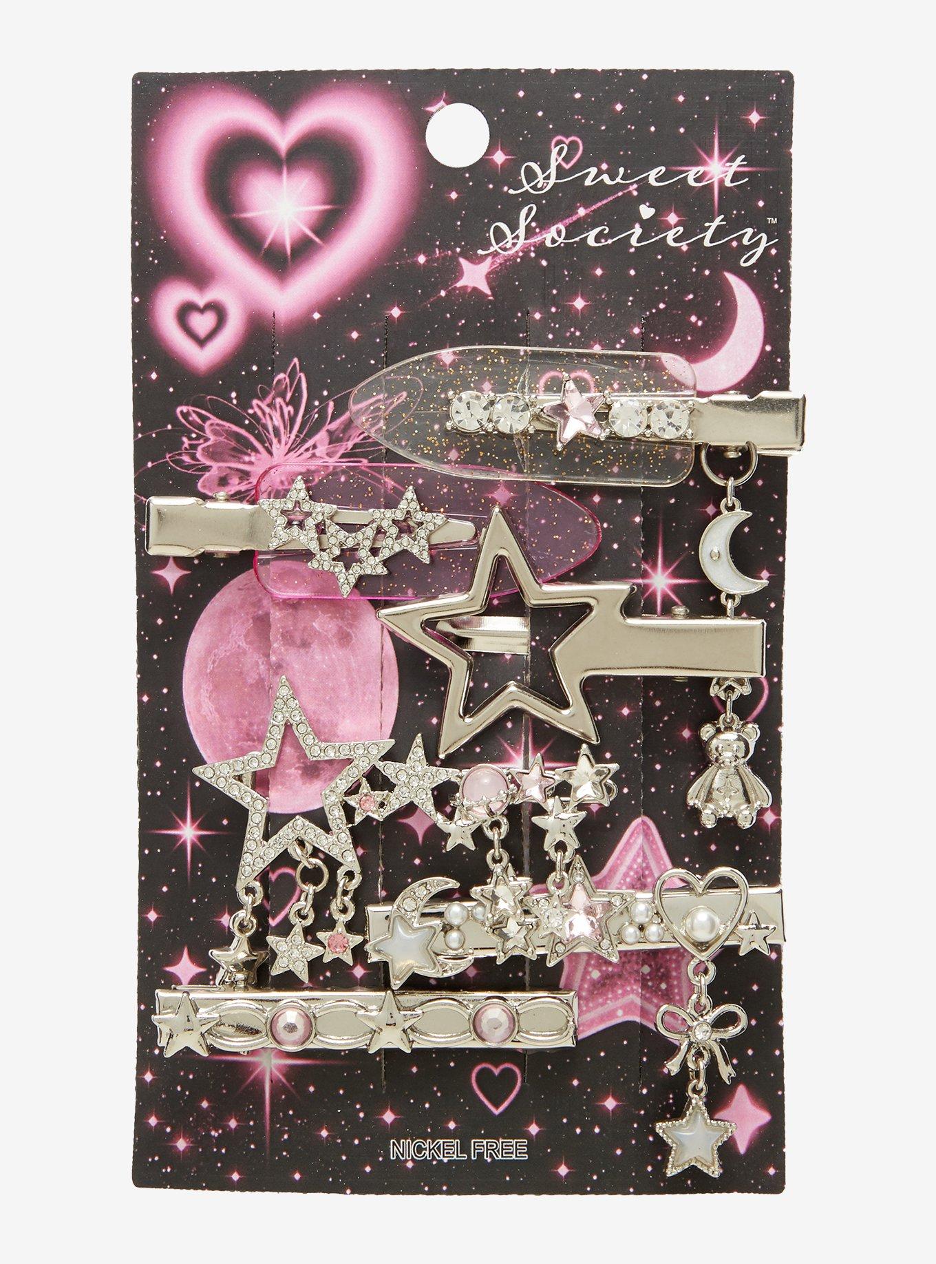 Sweet Society Rhinestone Star Mismatch Hair Clip Set, , hi-res