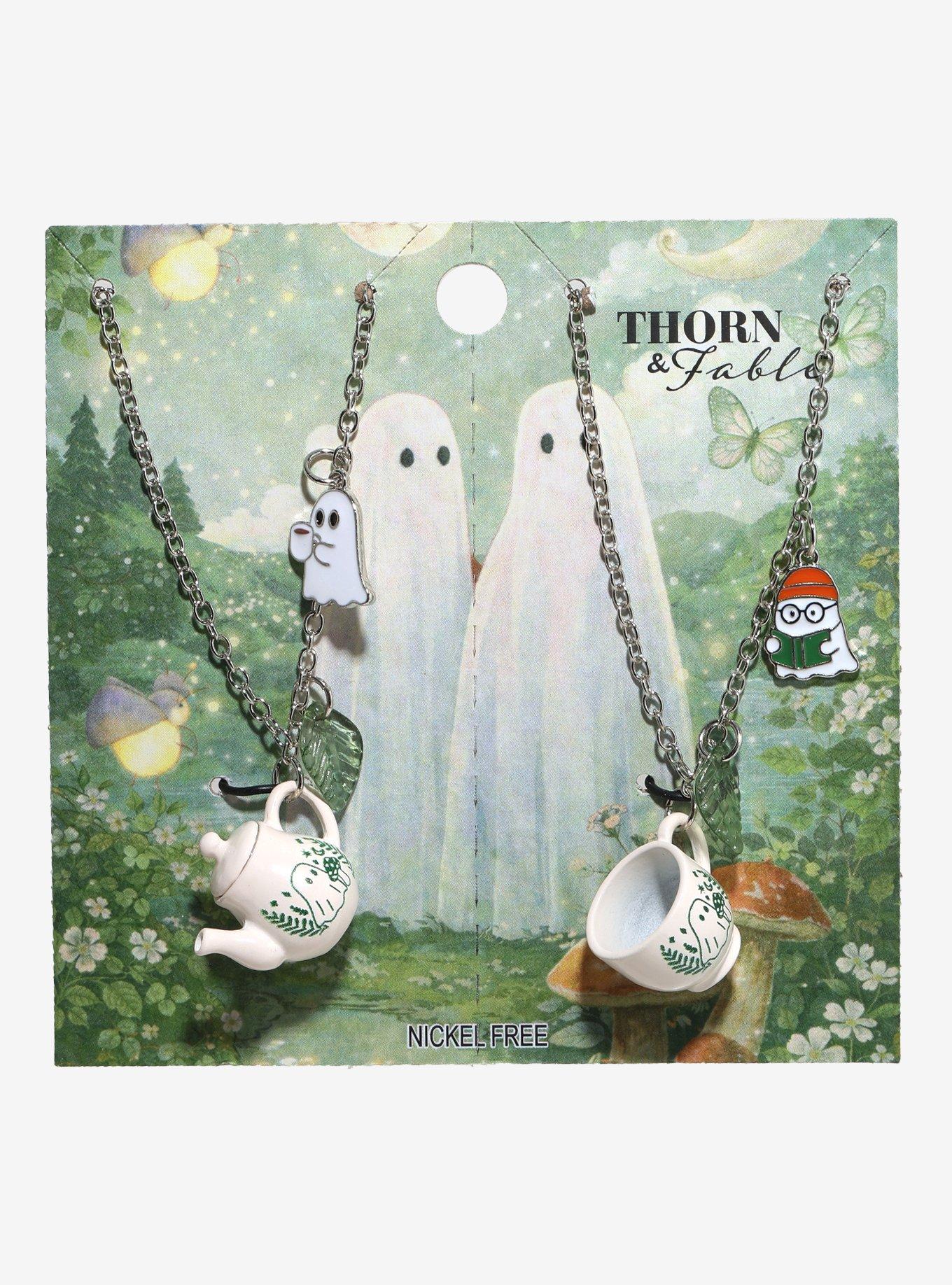 Thorn & Fable Ghost Teacup Best Friend Necklace Set, , hi-res