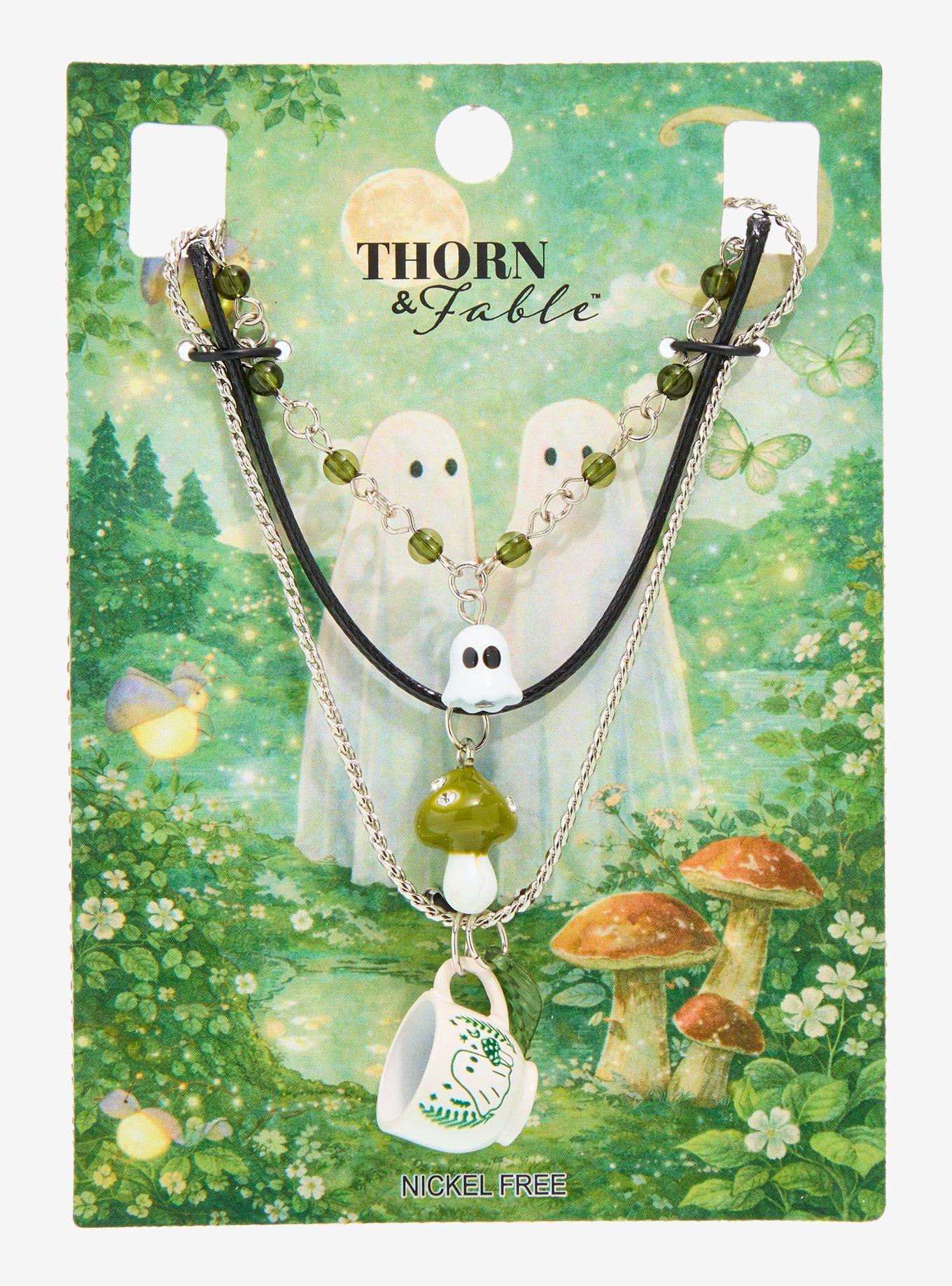 Thorn & Fable Ghost Mushroom Cup Necklace Set, , hi-res
