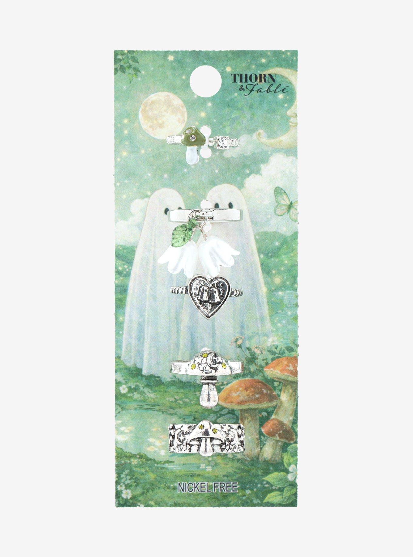 Thorn & Fable Mushroom Ghost Flower Ring Set, , hi-res