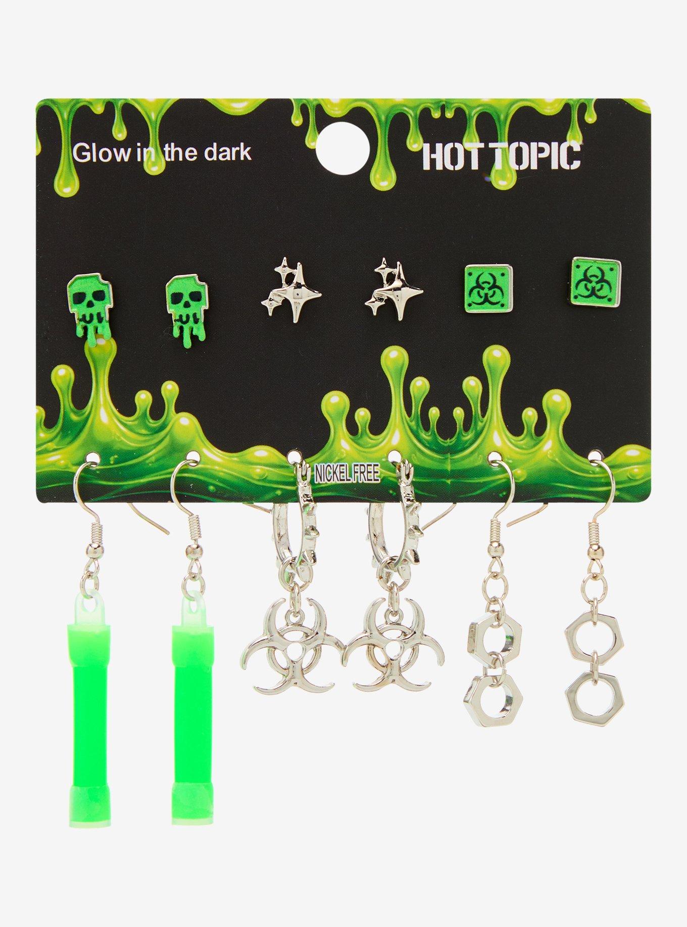 Biohazard Glow-In-The-Dark Icon Earring Set, , hi-res