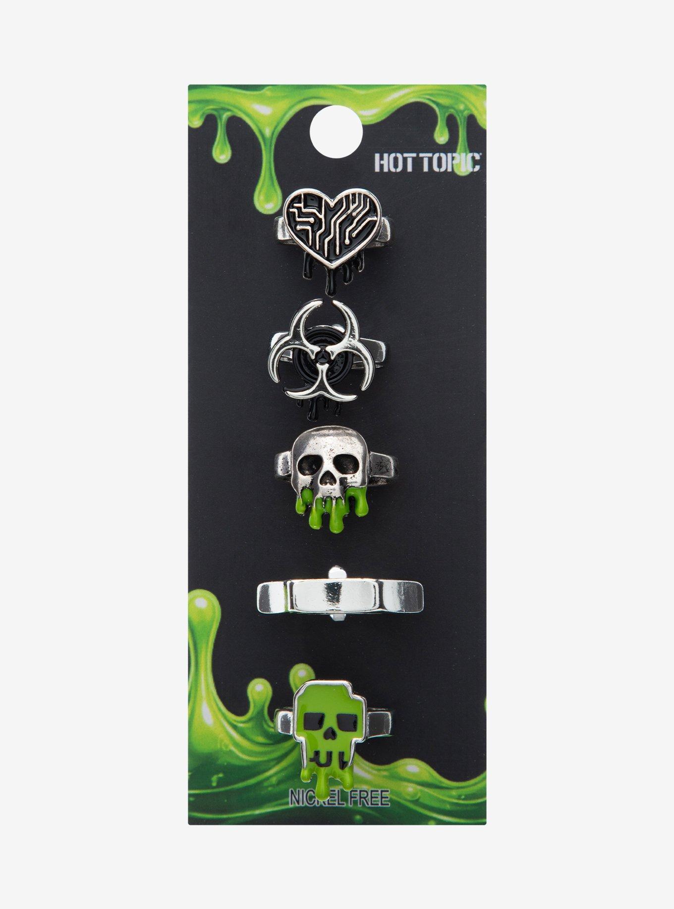 Slime Skull Heart Ring Set, , hi-res