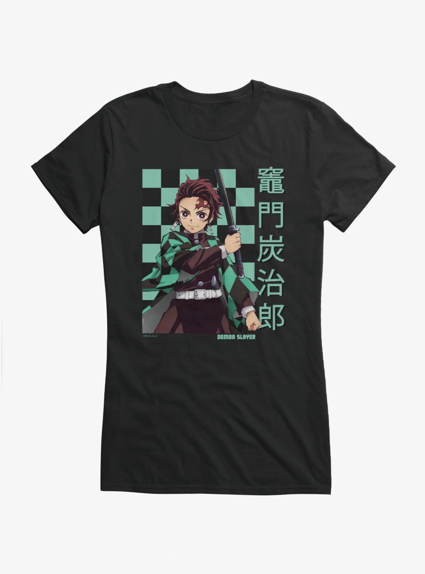 Demon Slayer Checkered Tanjiro Portrait Girls T-Shirt, , hi-res