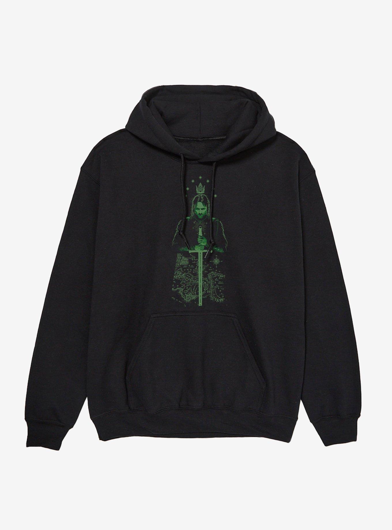 The Lord Of The Rings Arragorn Over Map Of Middle Earth Hoodie, , hi-res
