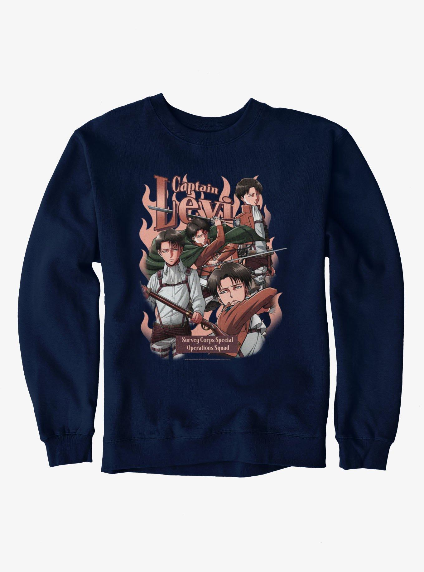 Attack On Titan Captain Levi Survey Corps Sweatshirt, NAVY, hi-res