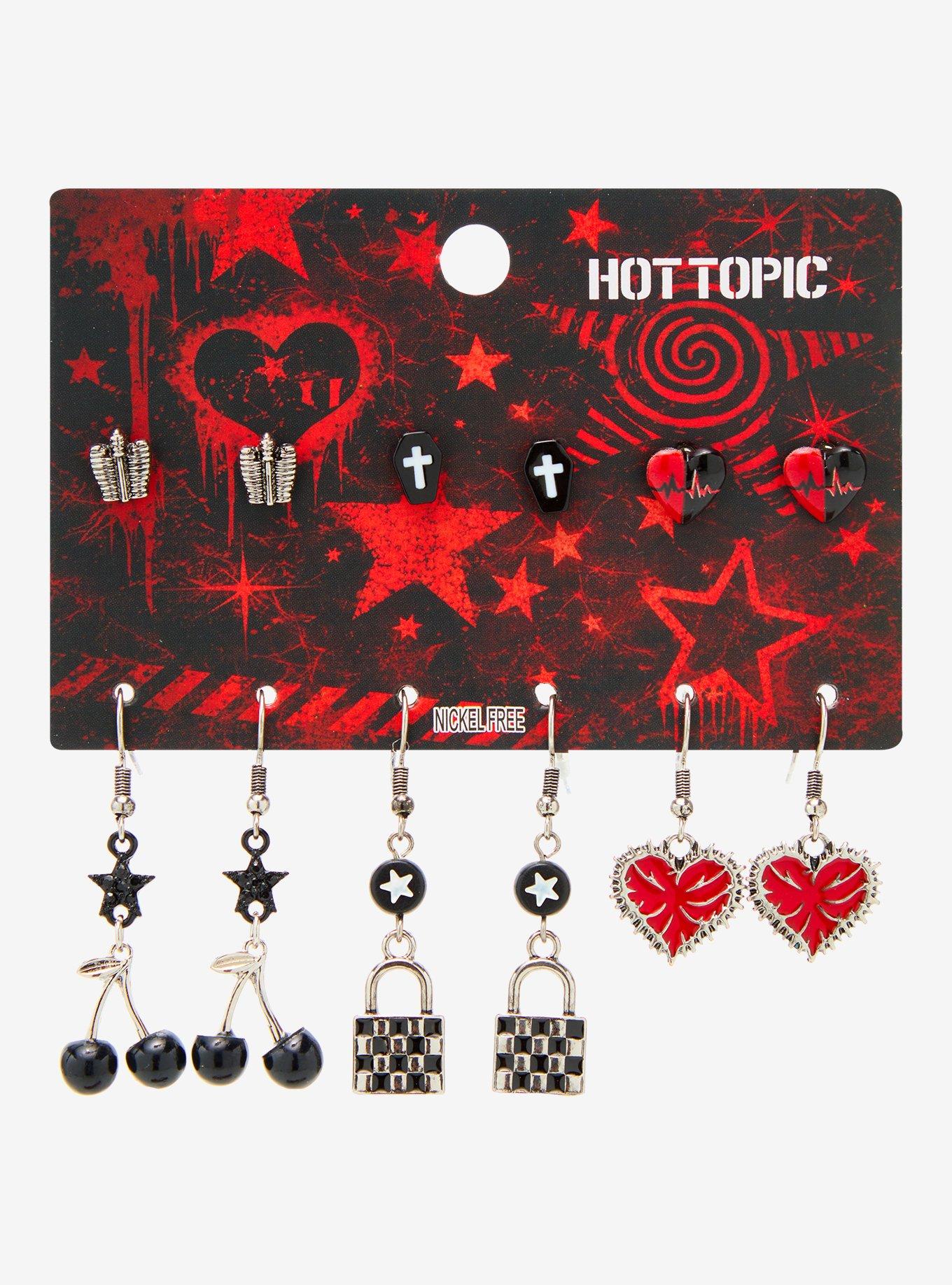 Punk Cherry Heart Earring Set, , hi-res