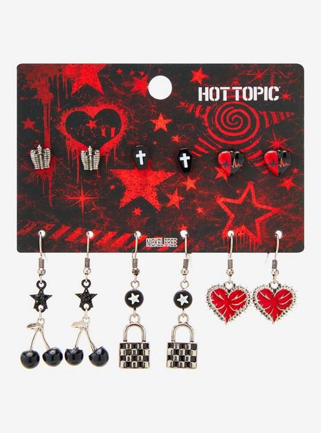 Punk Cherry Heart Earring Set | Hot Topic