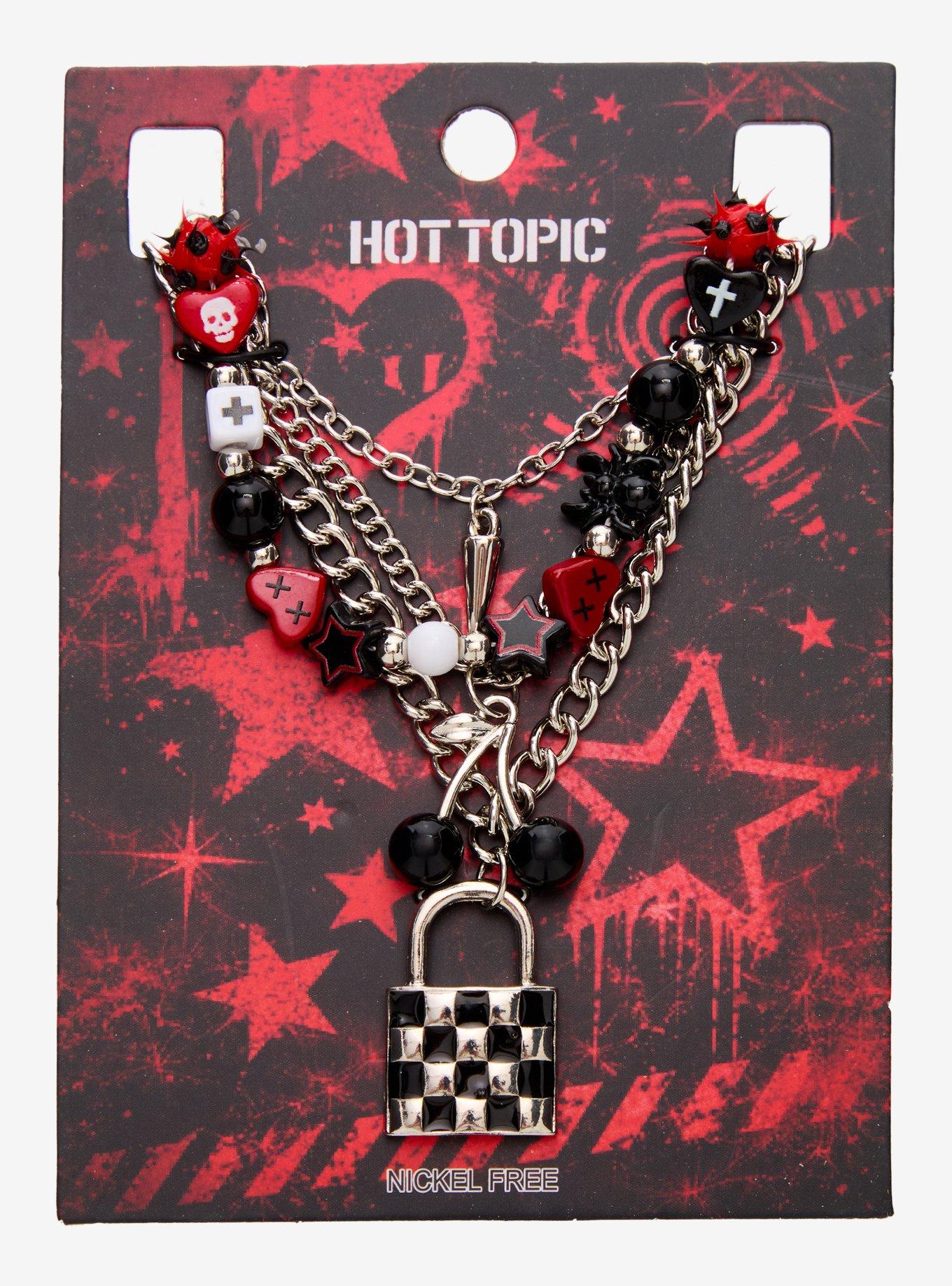 Emo Cherry Padlock Necklace Set, , hi-res