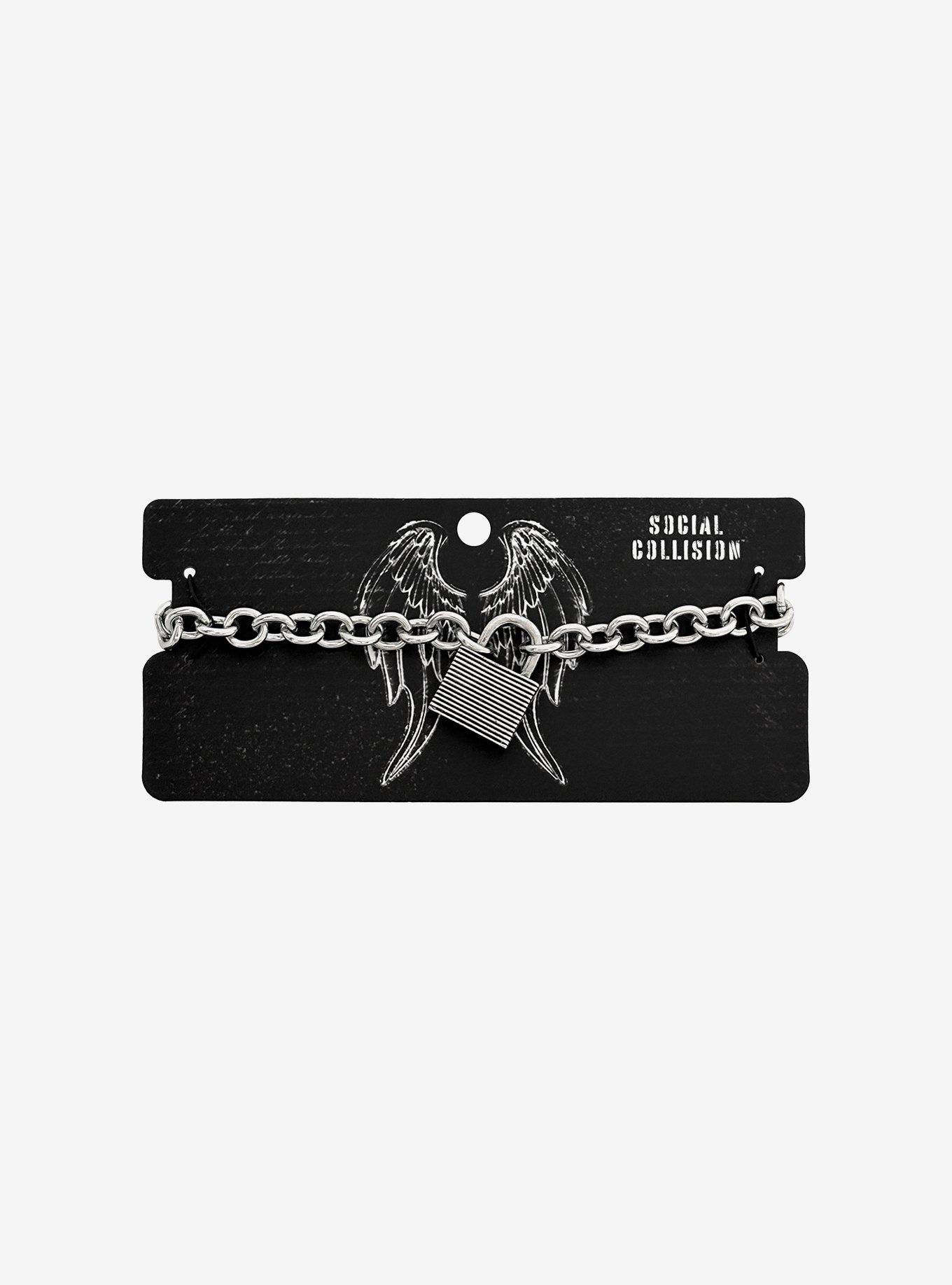 Social Collision Padlock Choker, , hi-res