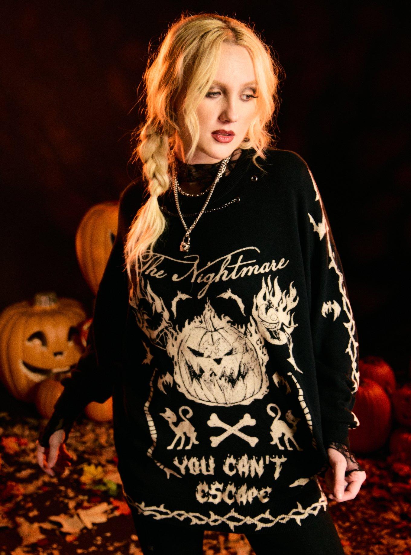 Her Universe The Nightmare Before Christmas Pumpkin King Girls Oversized Sweater